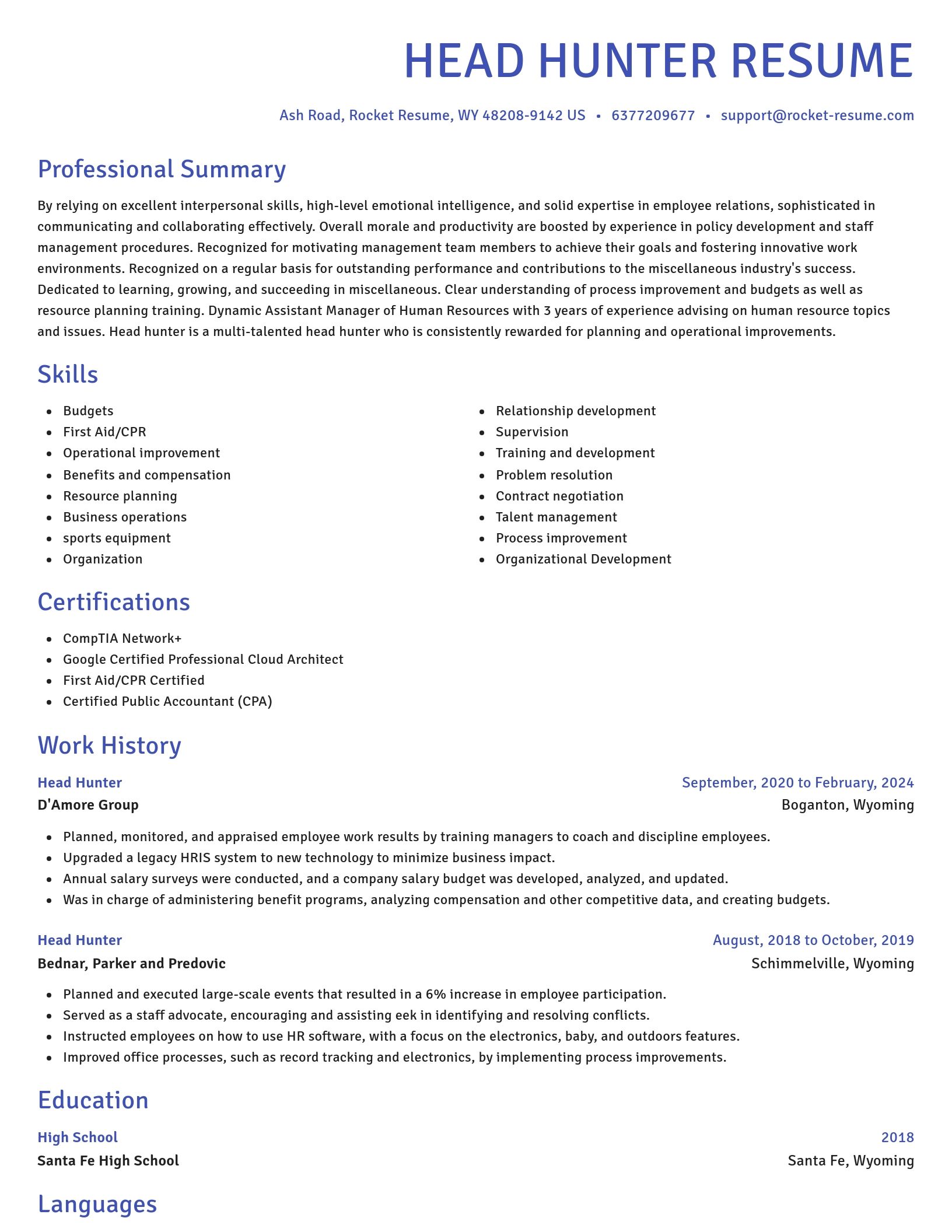 Novel resume template