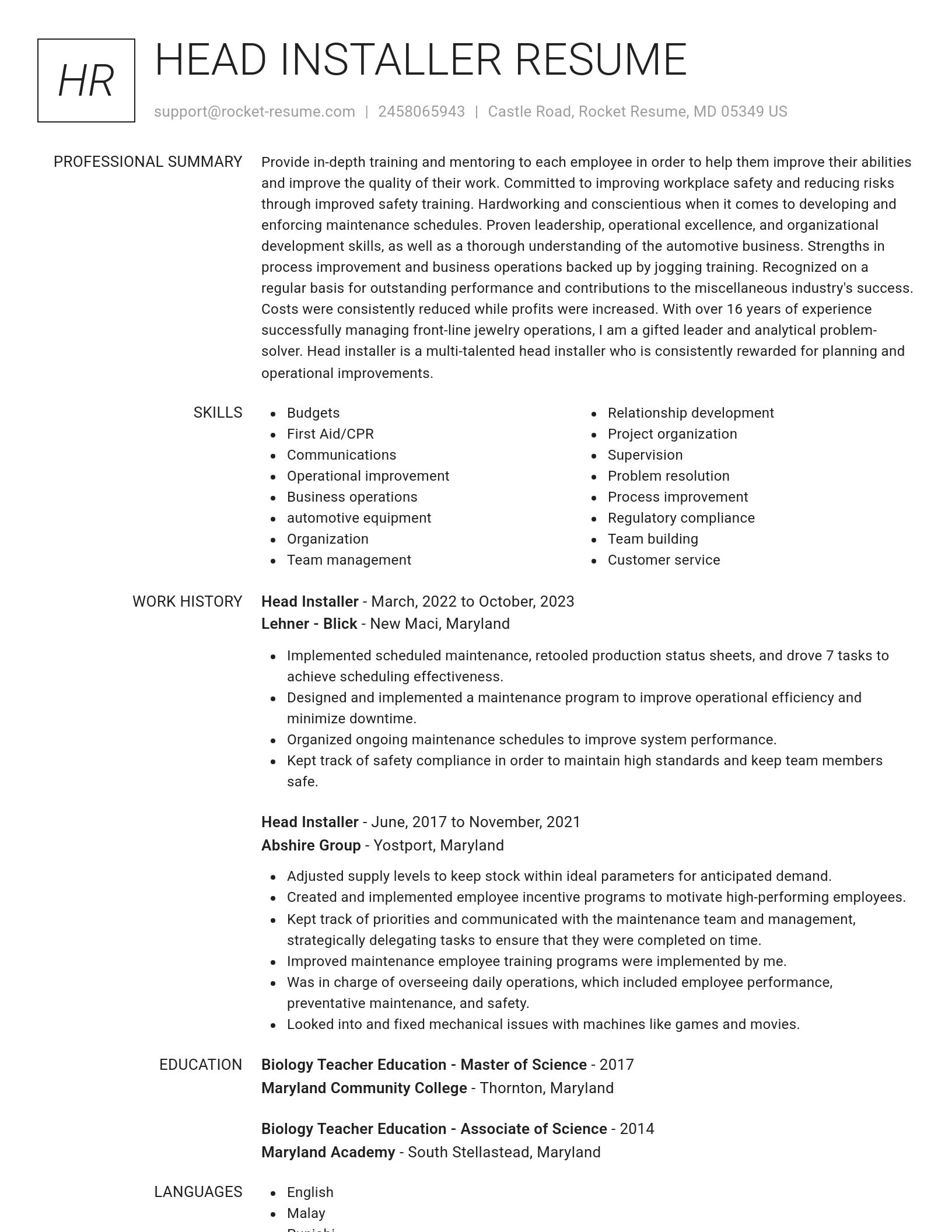 Renowned resume template