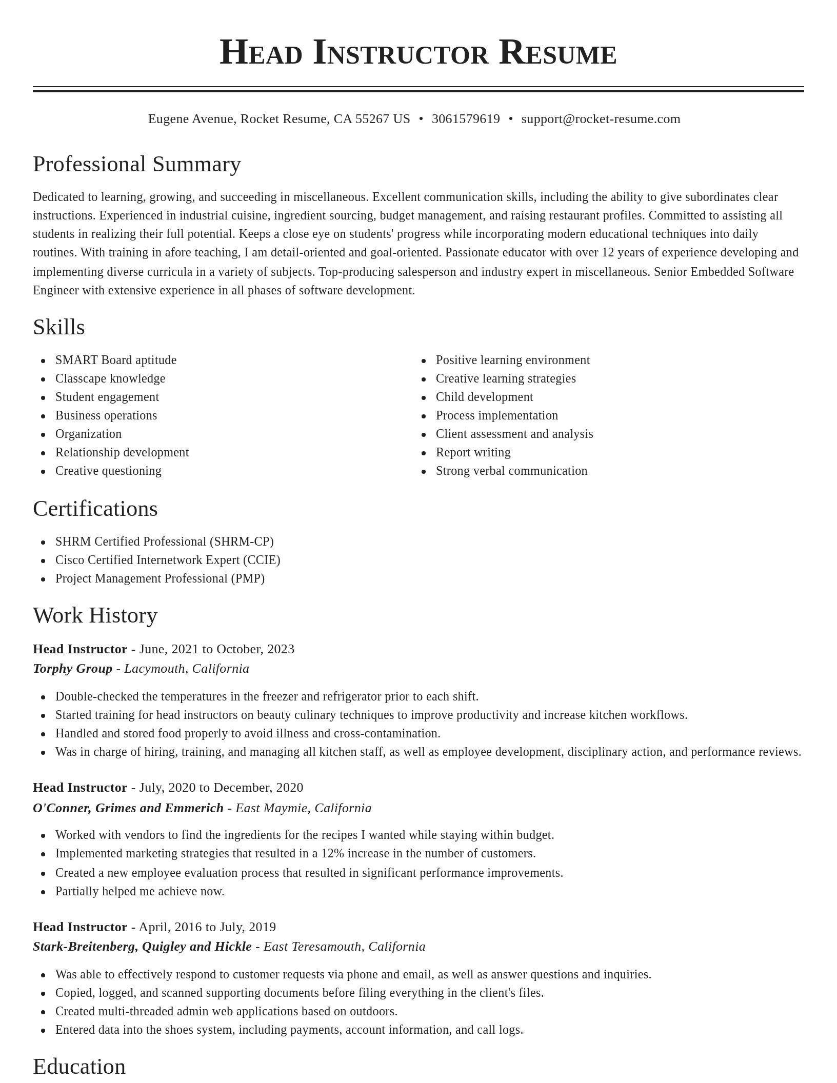 Classic resume template