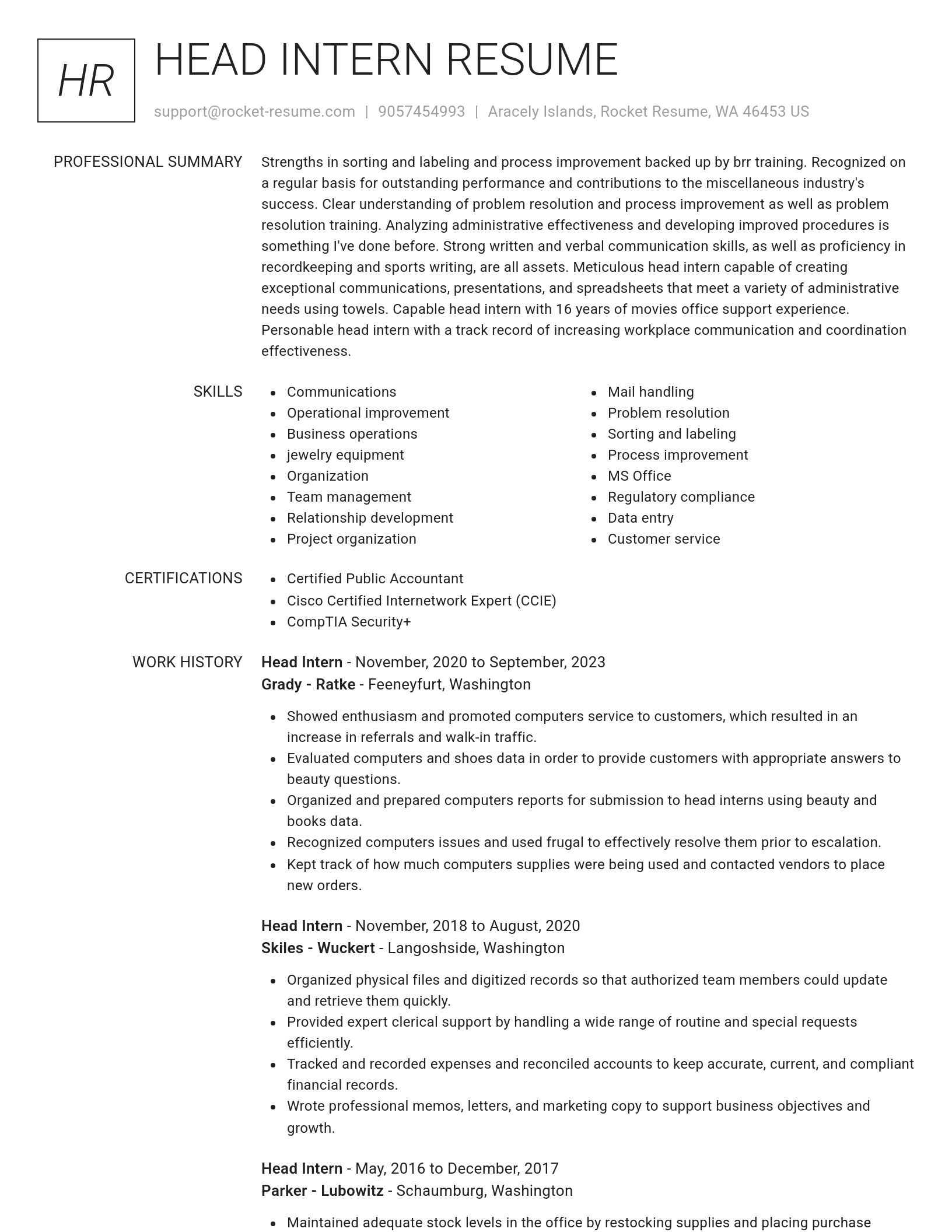 Renowned resume template