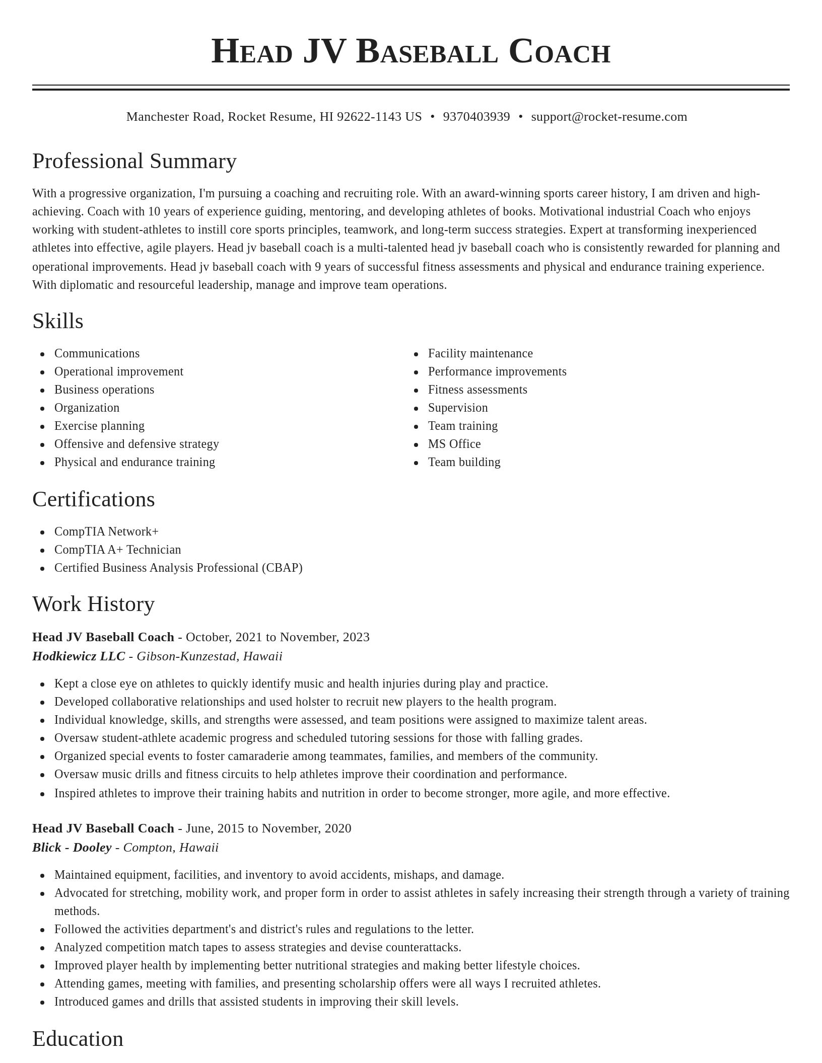 Classic resume template