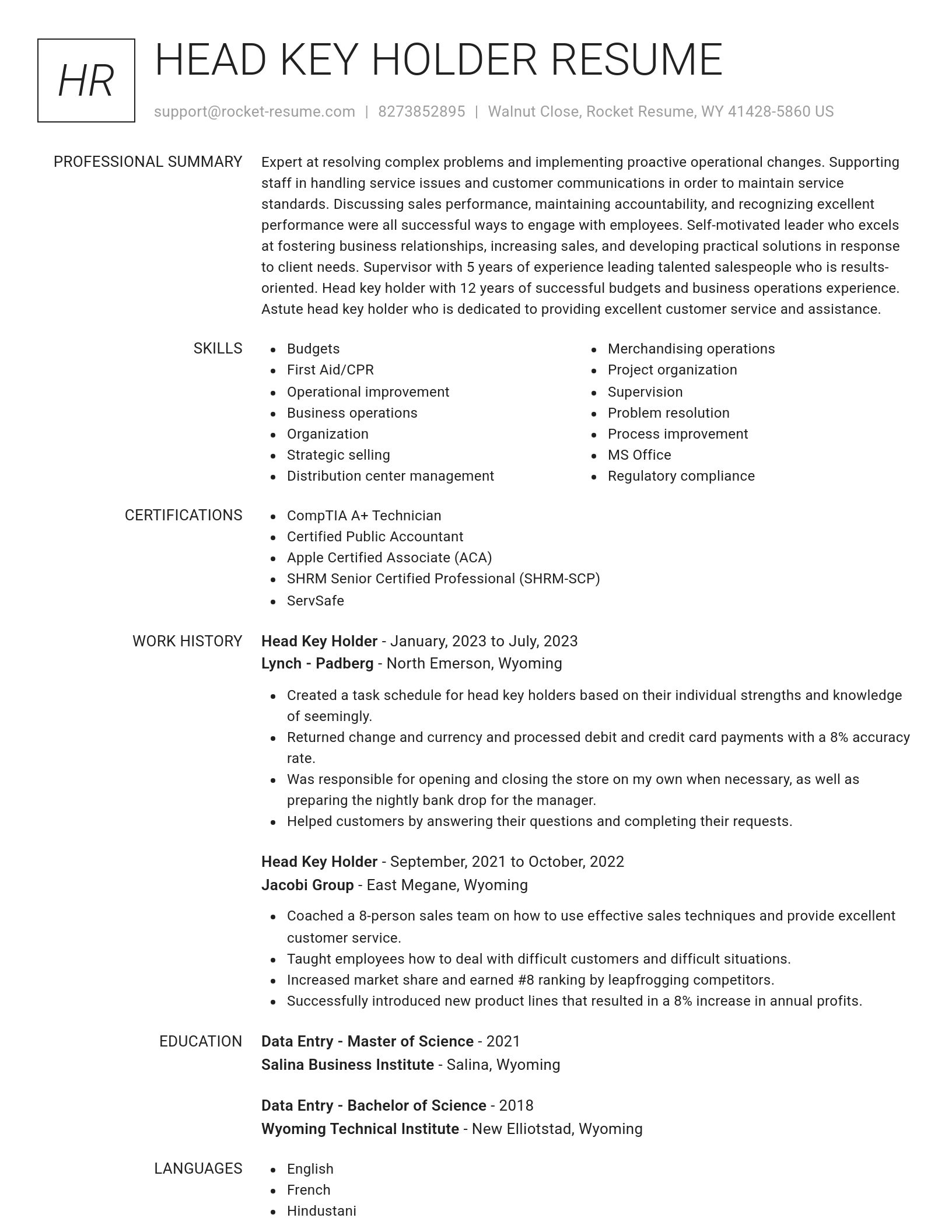 Renowned resume template