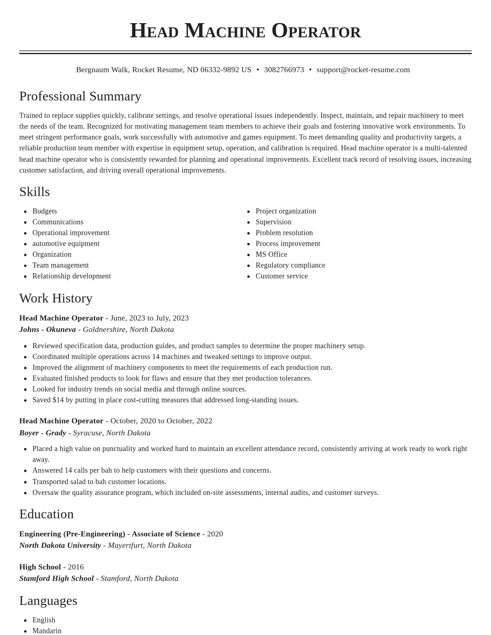 Classic resume template
