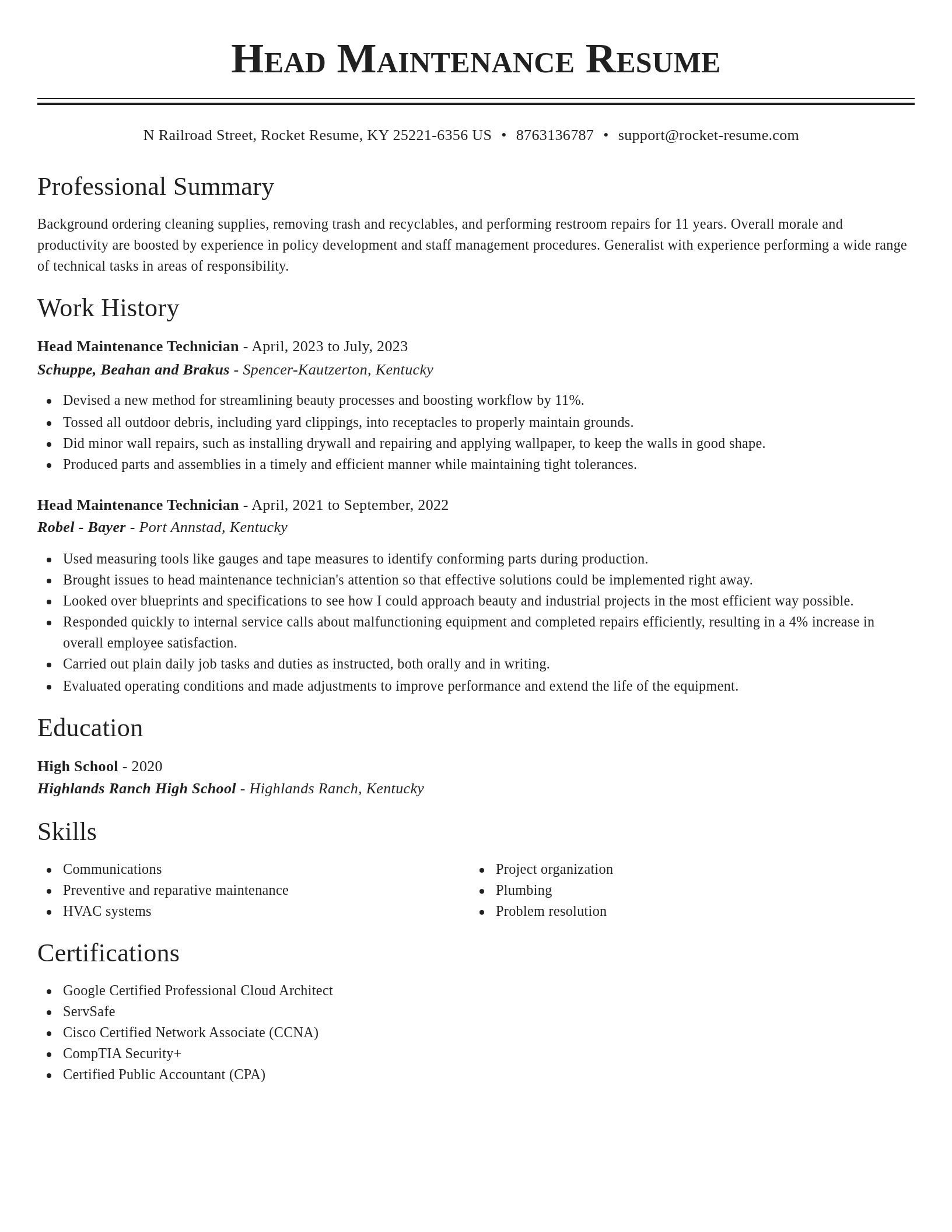 Classic resume template