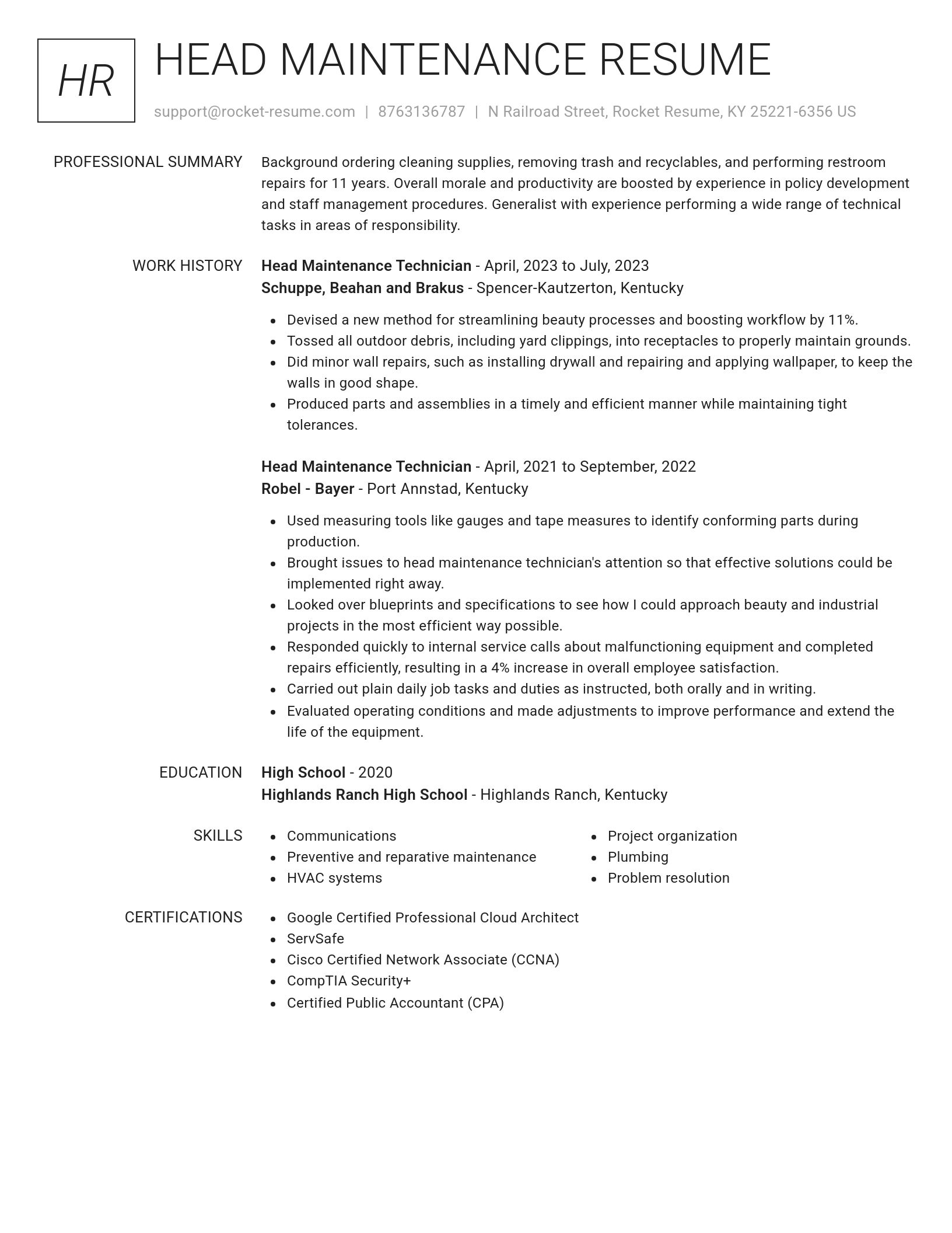 Renowned resume template