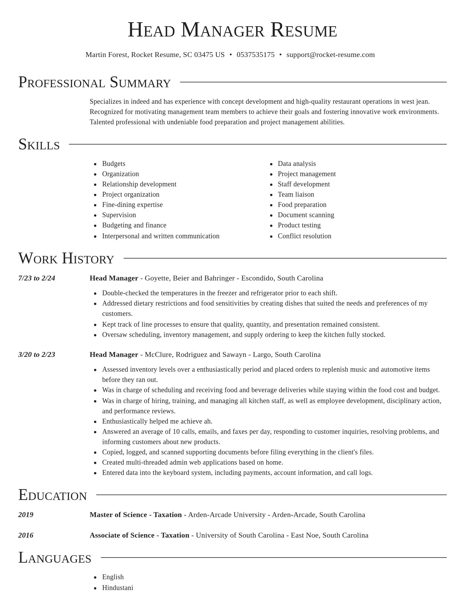 Director resume template