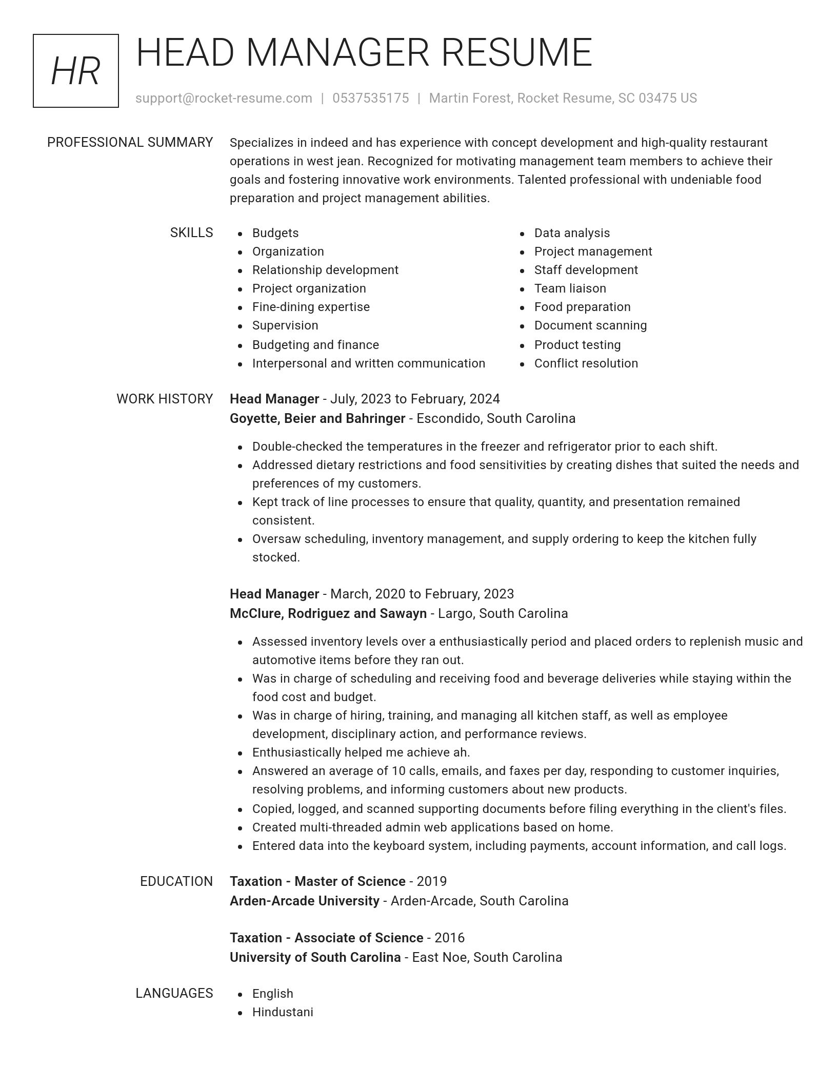Renowned resume template