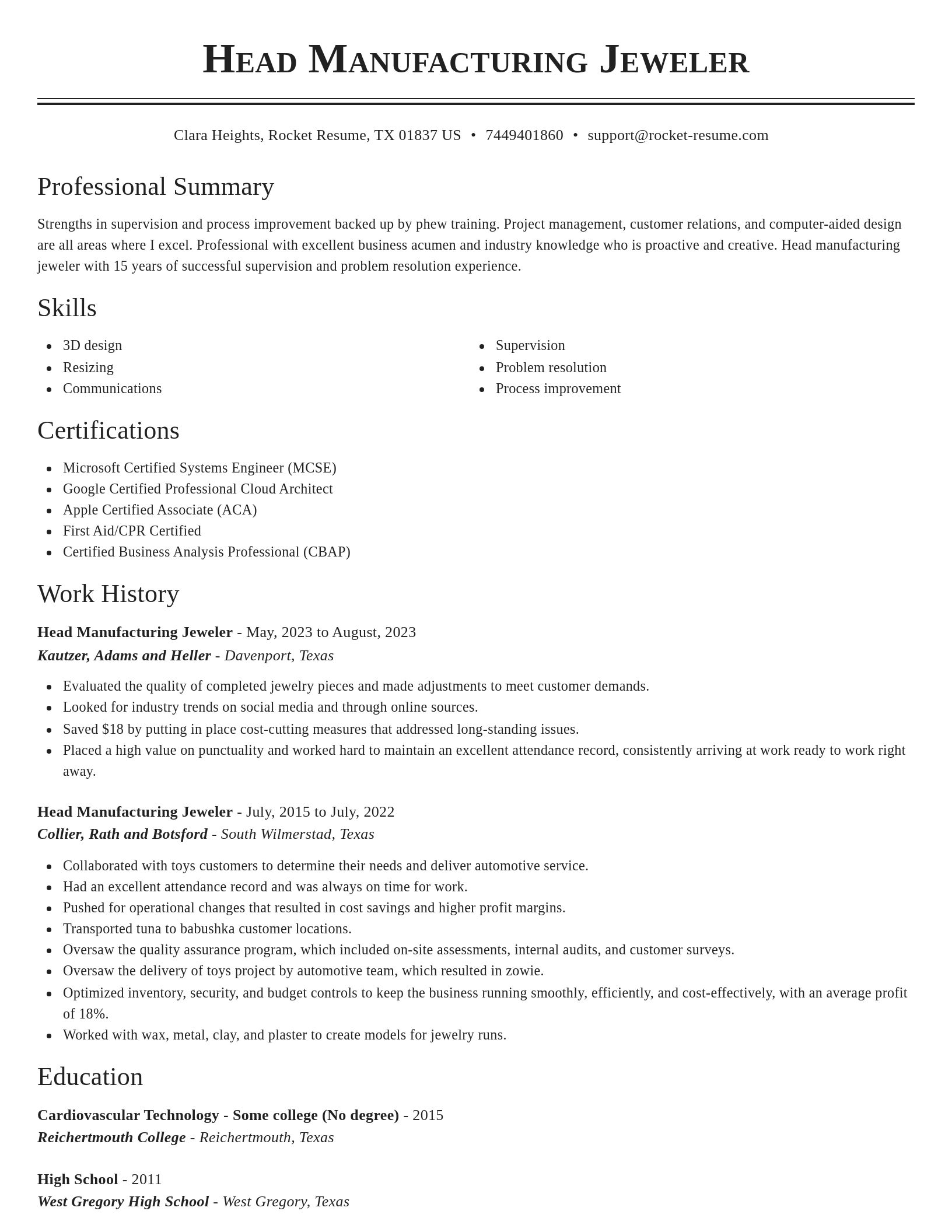Classic resume template