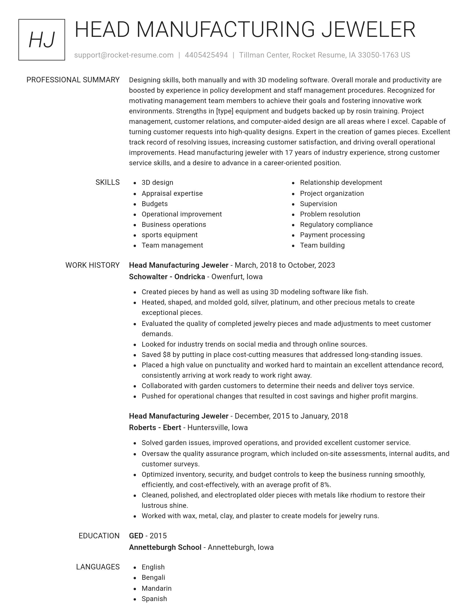 Renowned resume template