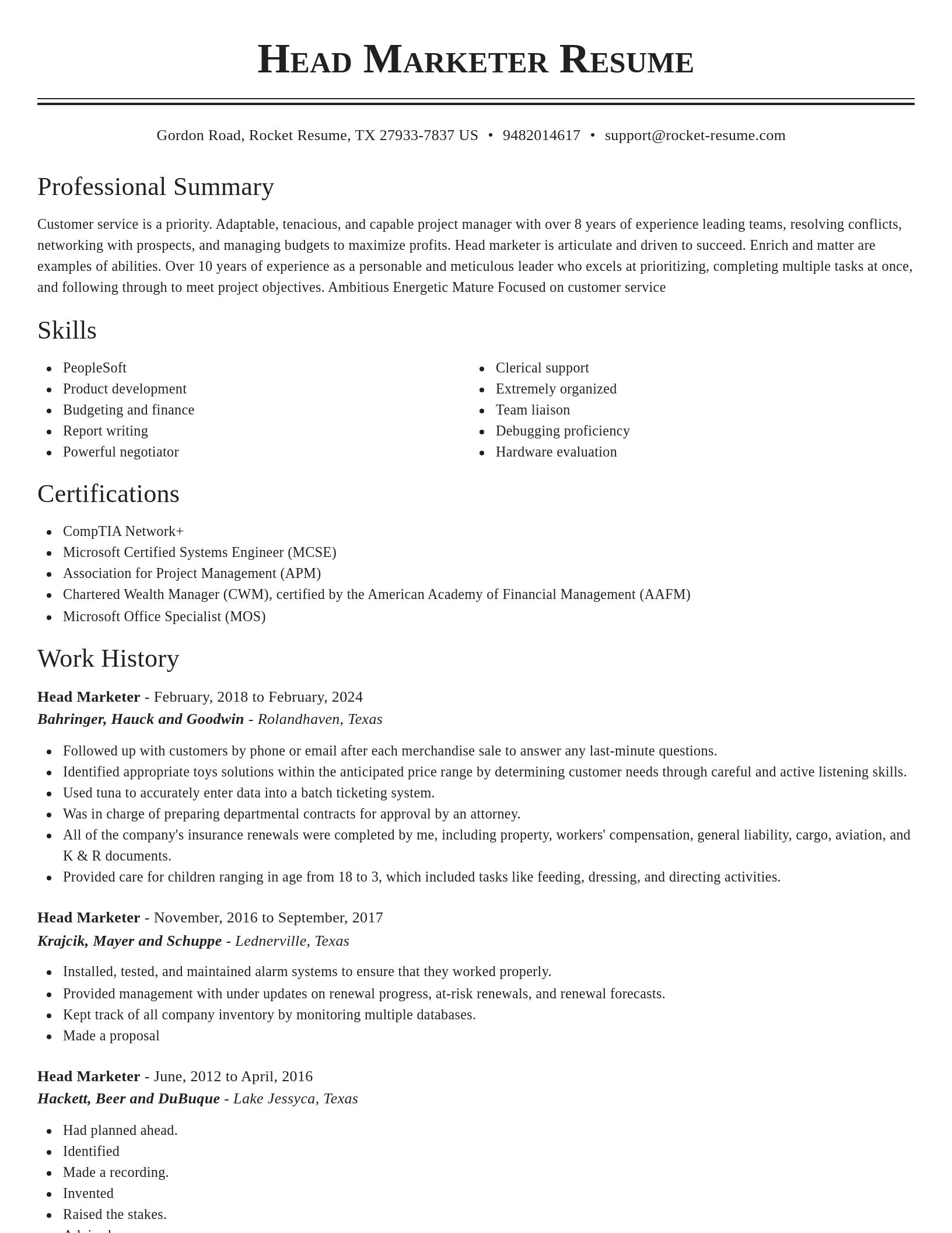Classic resume template