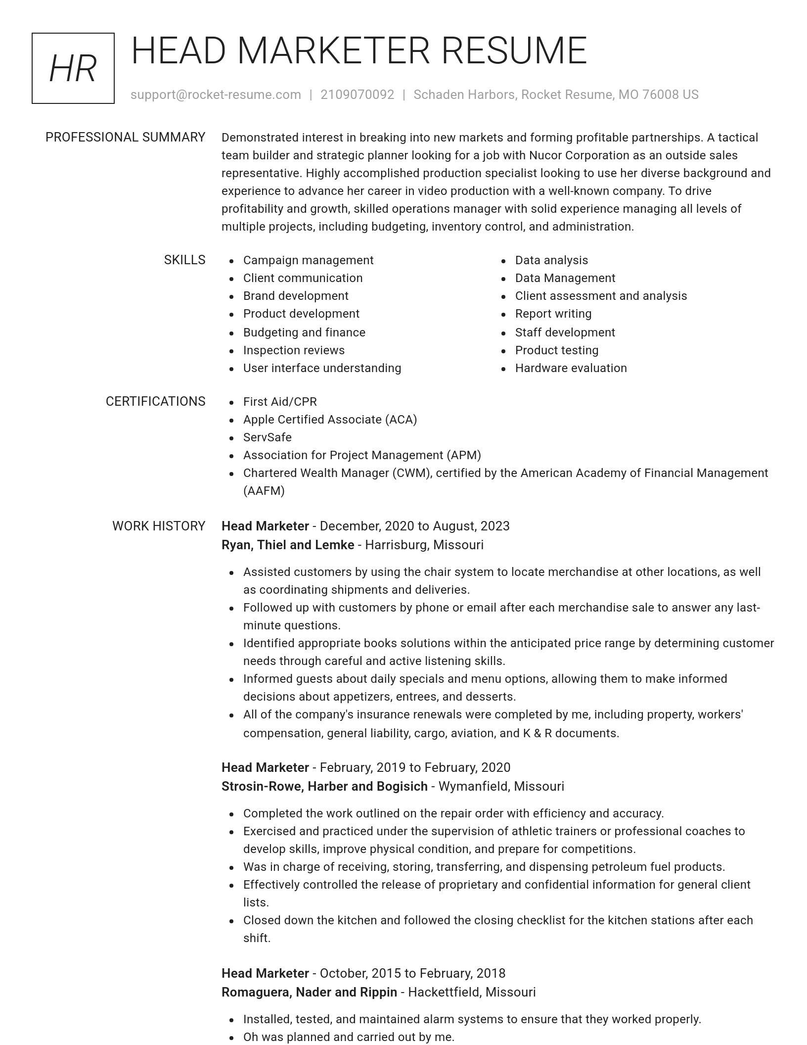 Renowned resume template