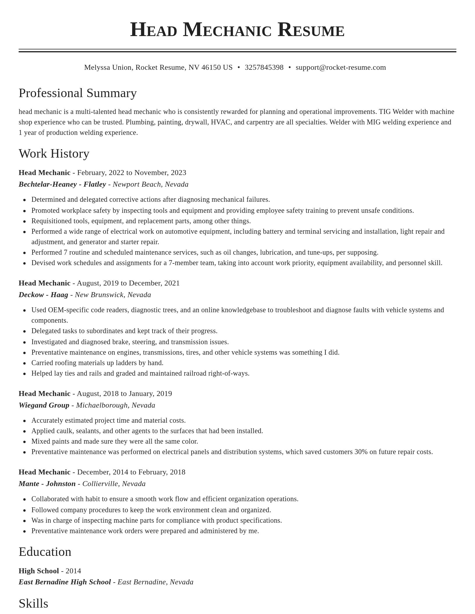 Classic resume template