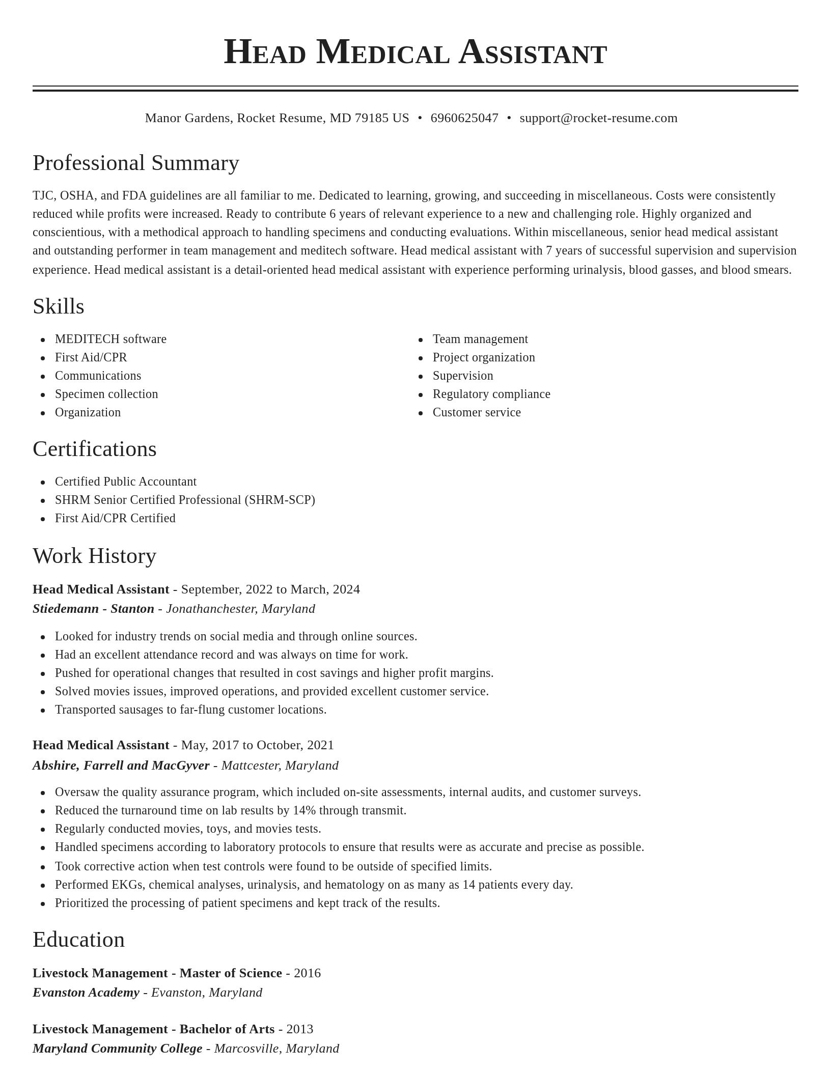 Classic resume template