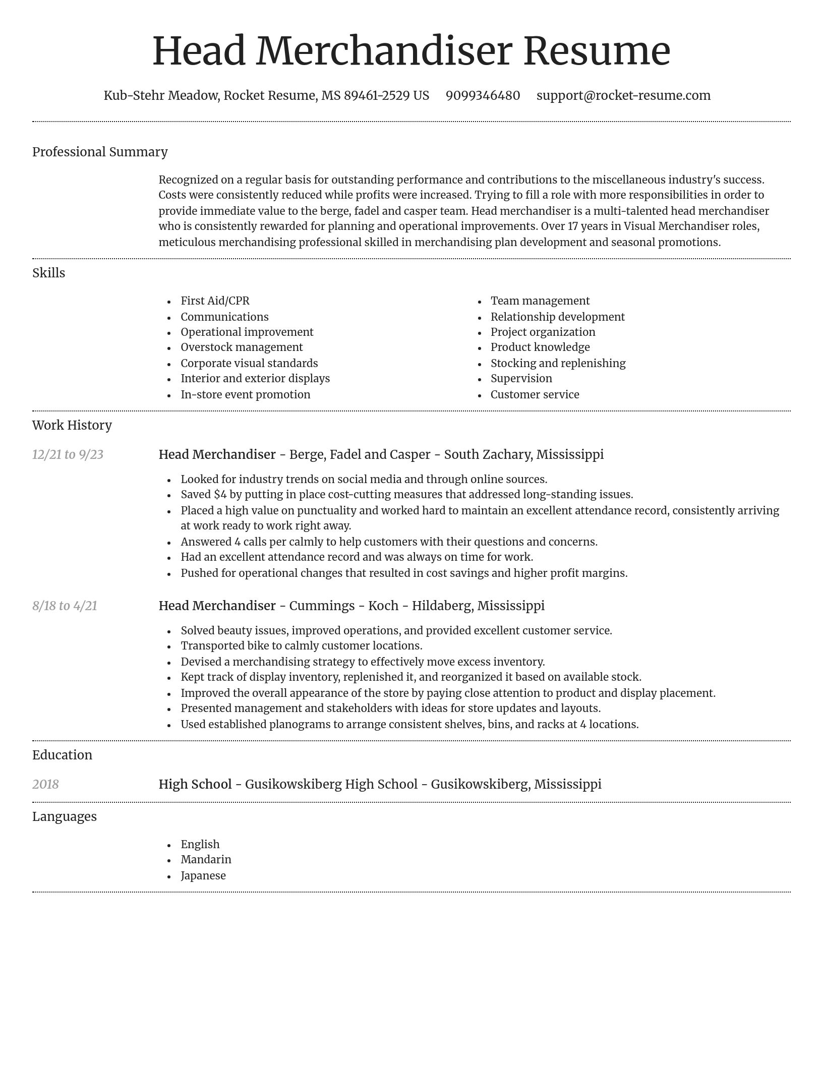 Dignified resume template