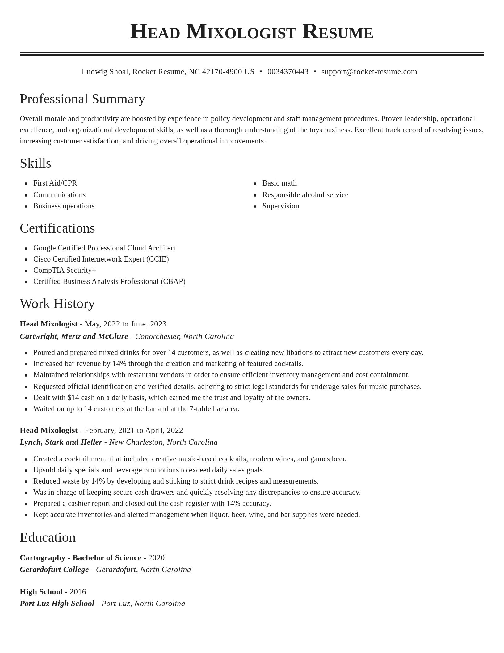 Classic resume template