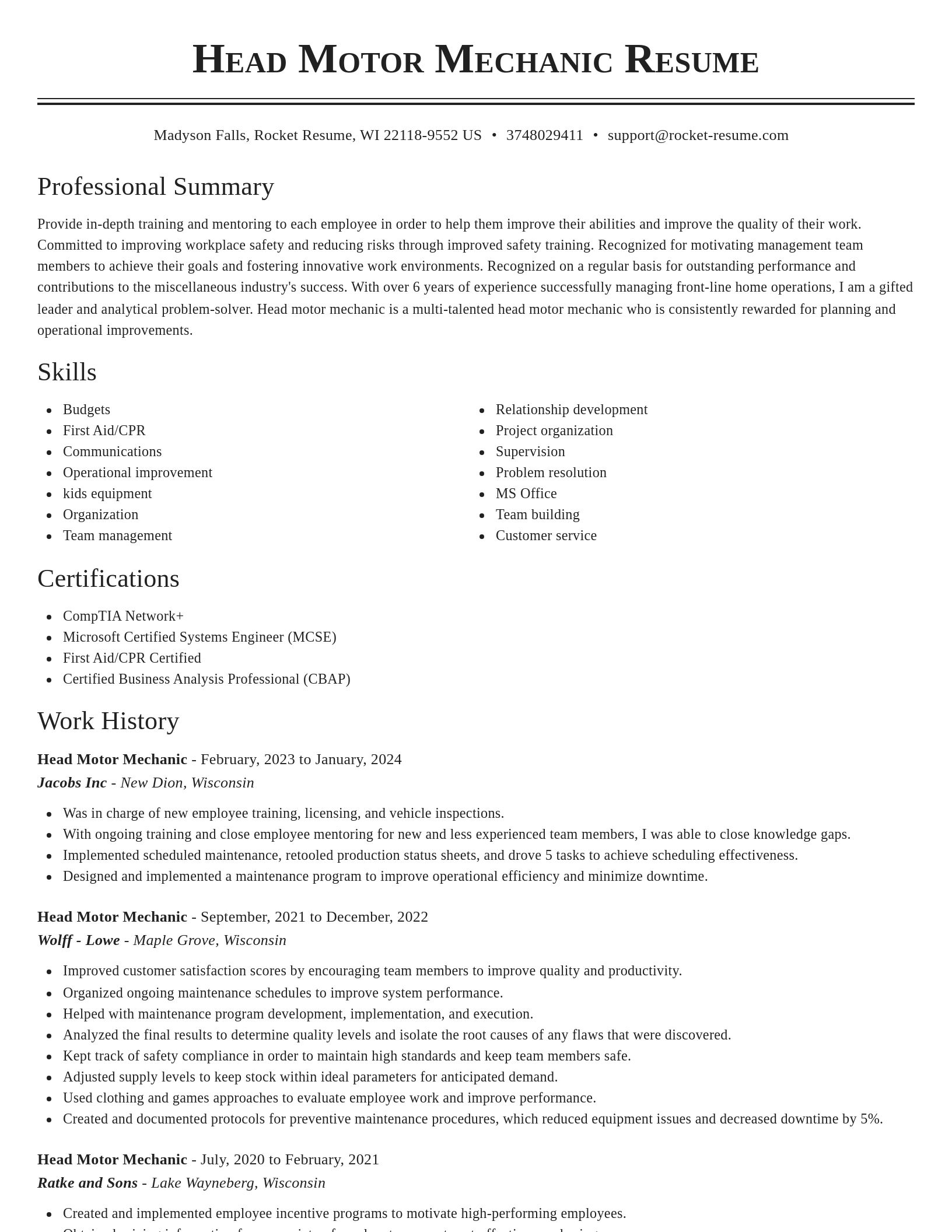 Classic resume template