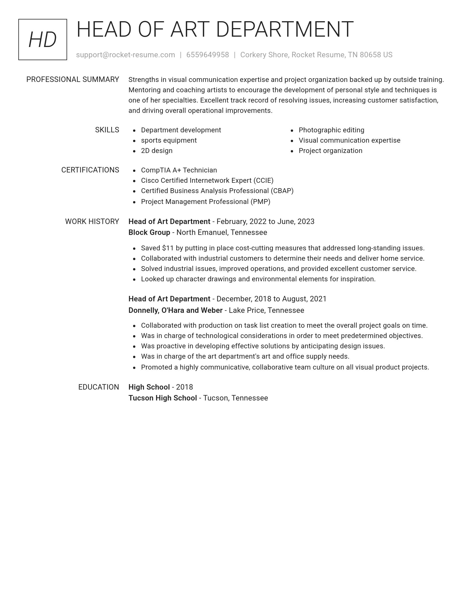 Renowned resume template