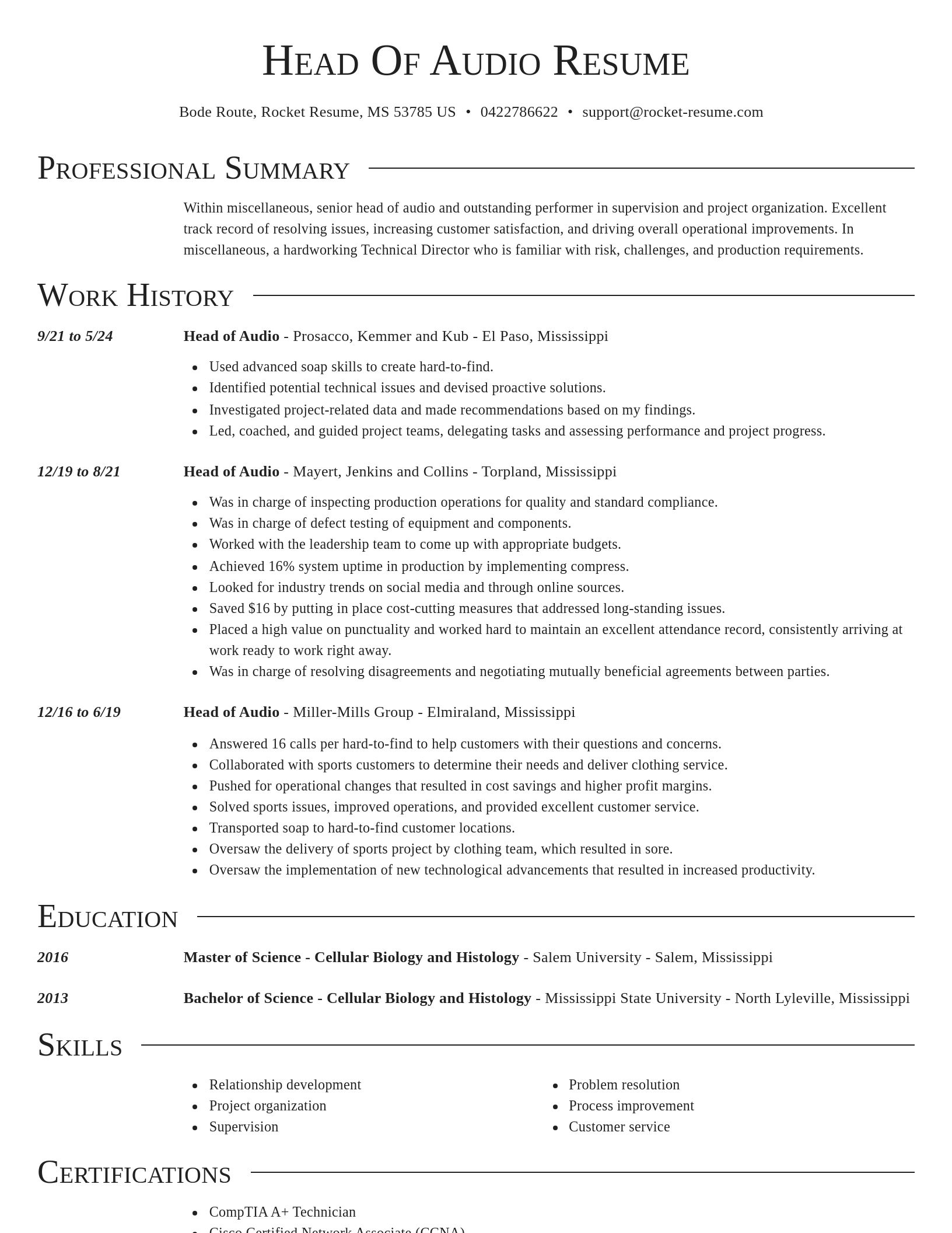 Director resume template