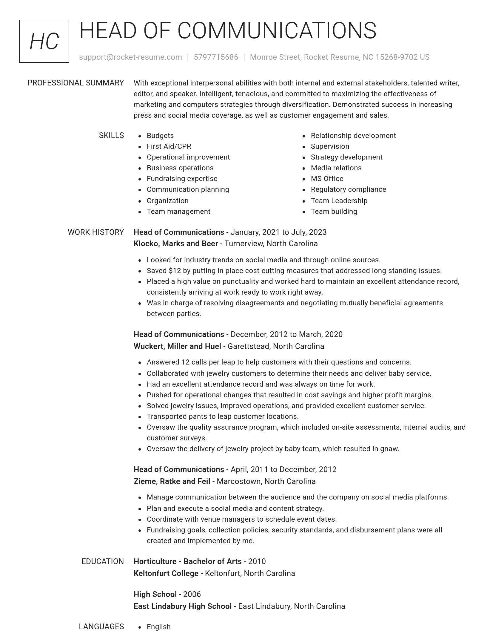 Renowned resume template