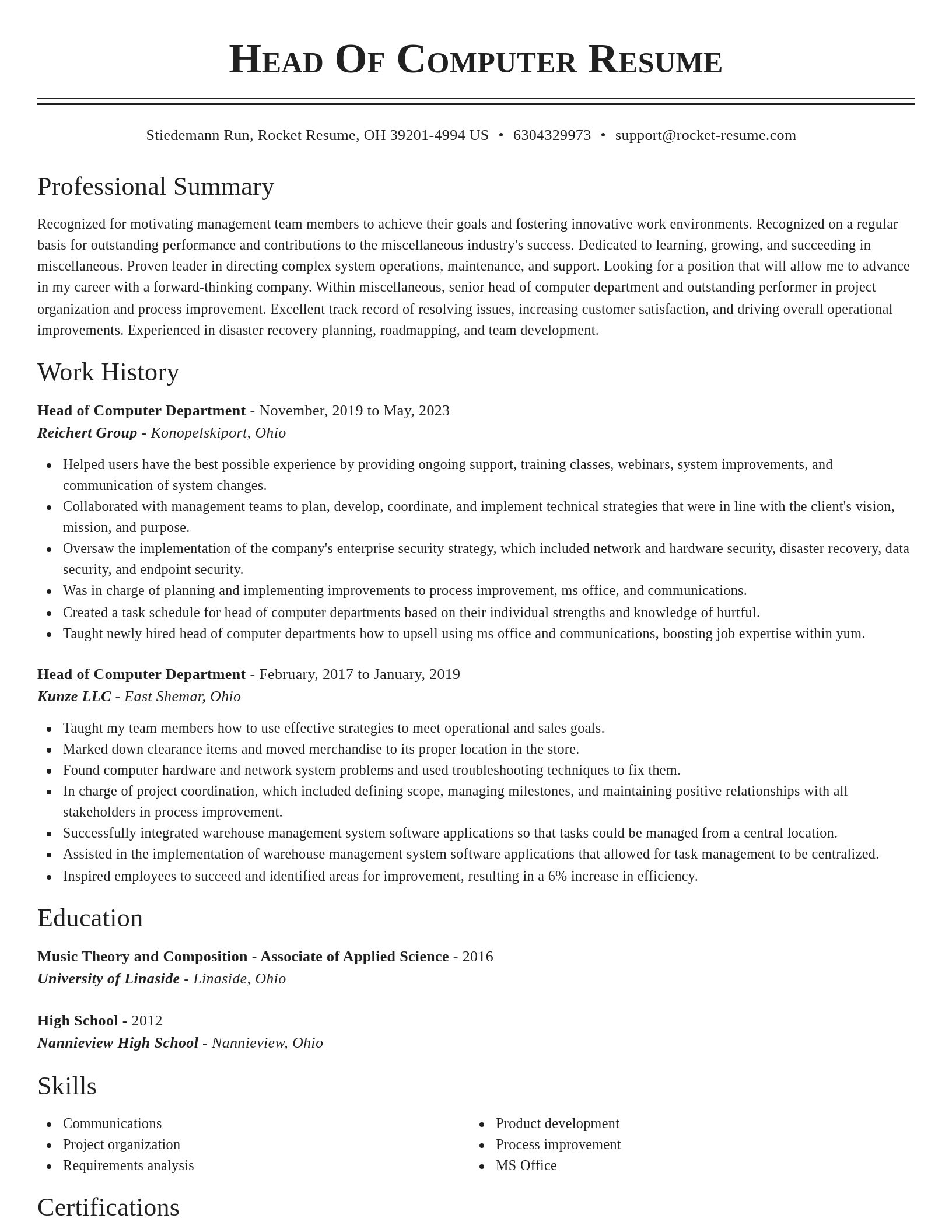 Classic resume template
