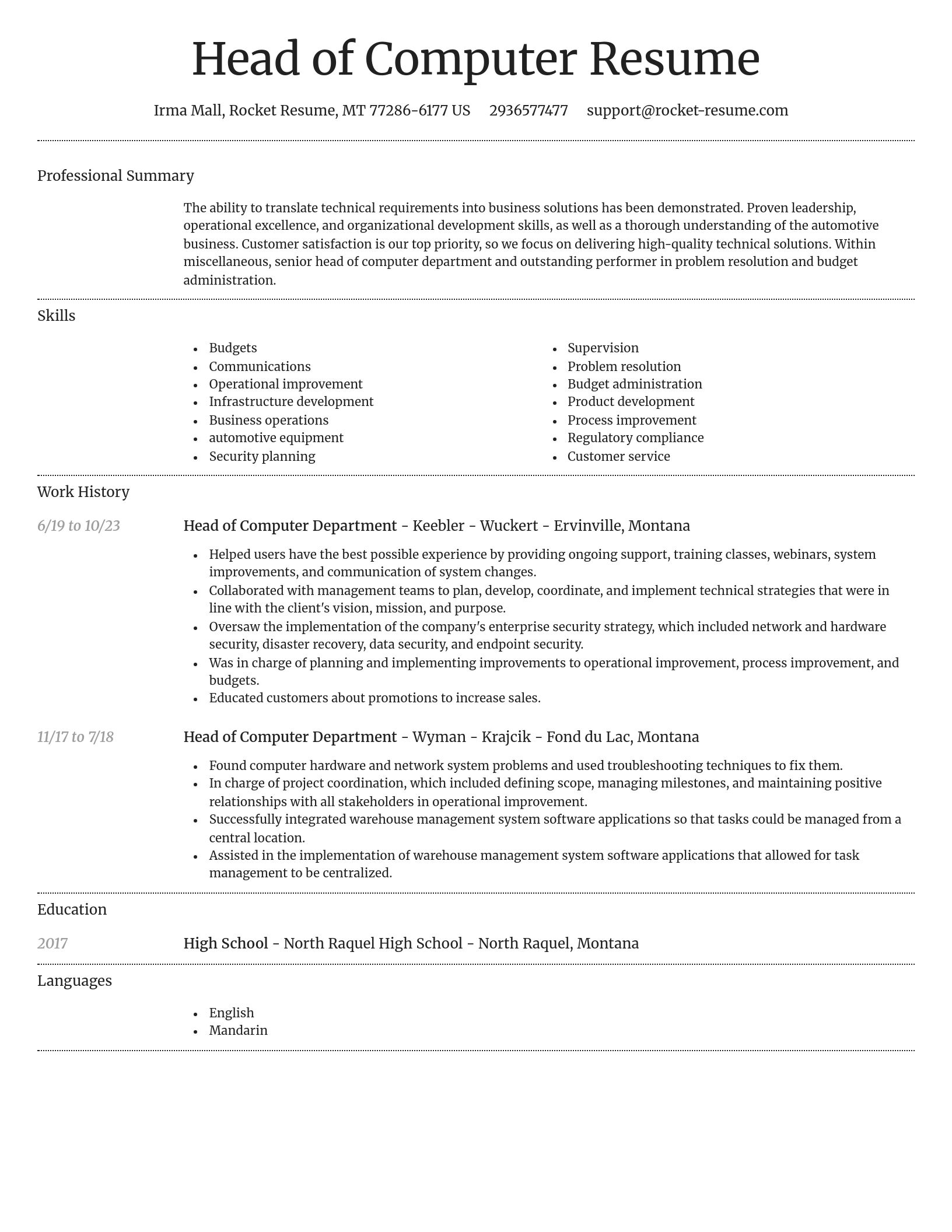 Dignified resume template