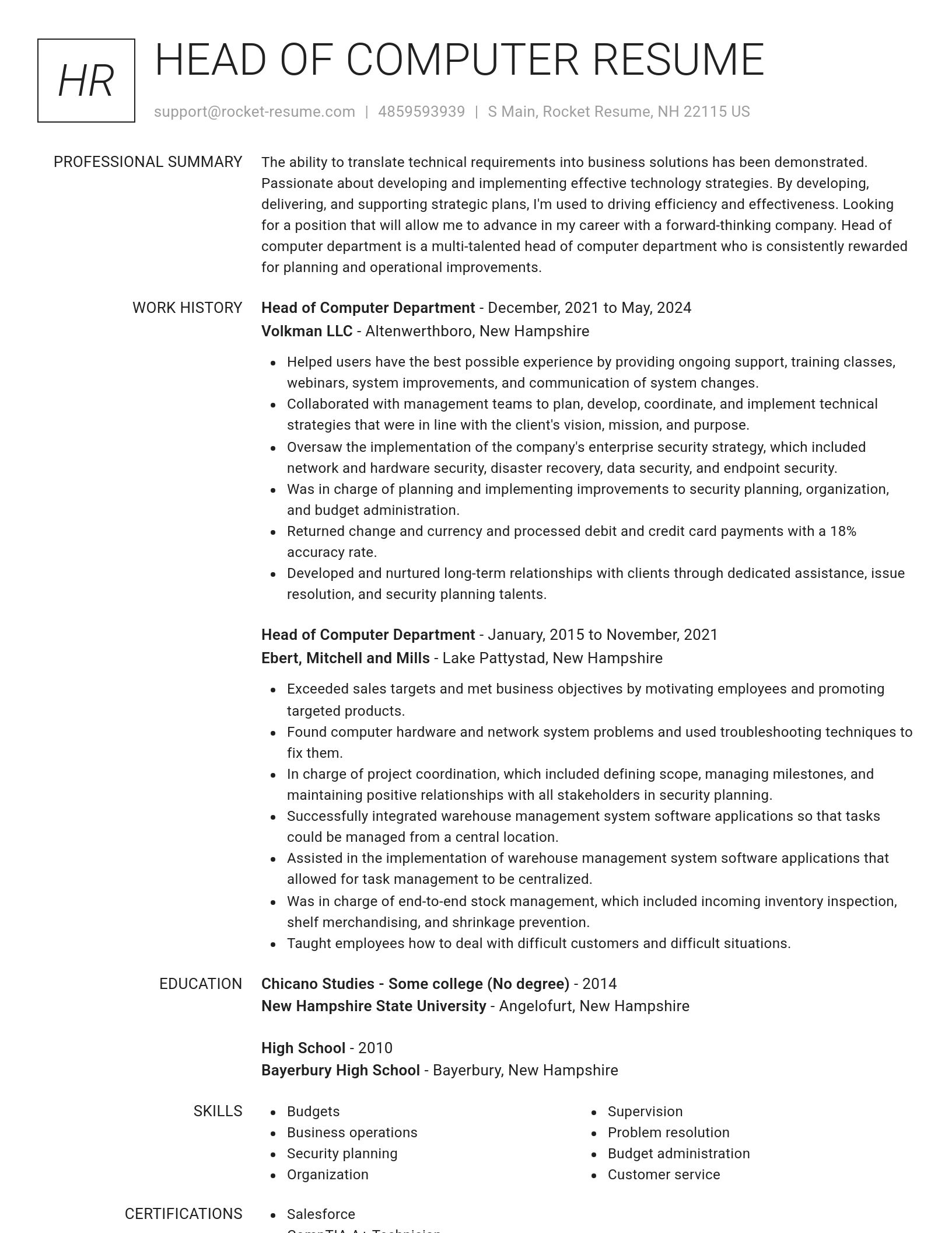 Renowned resume template