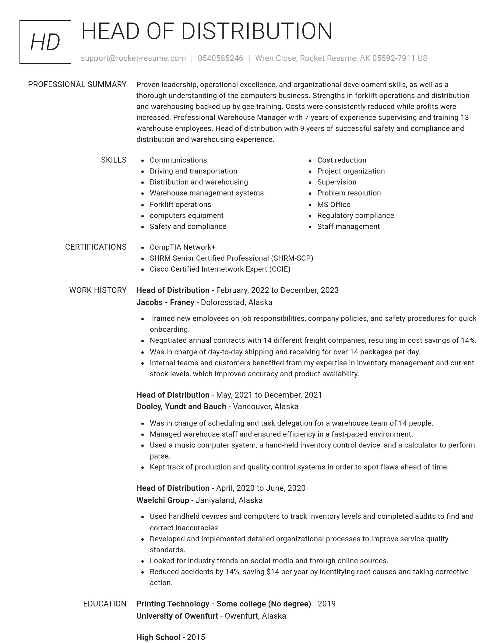 Renowned resume template