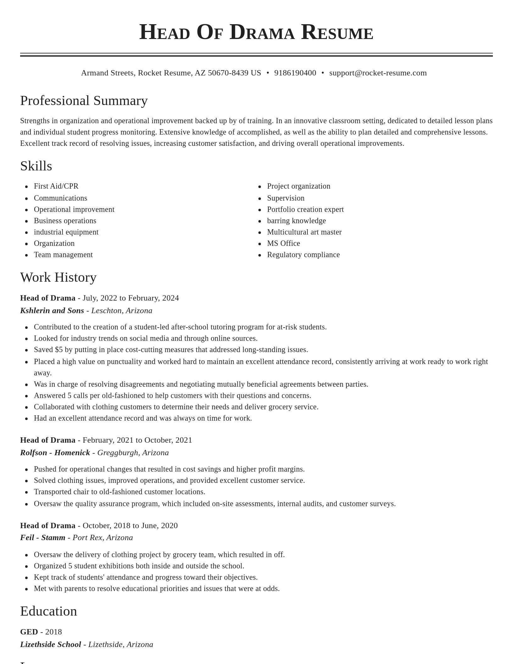 Classic resume template