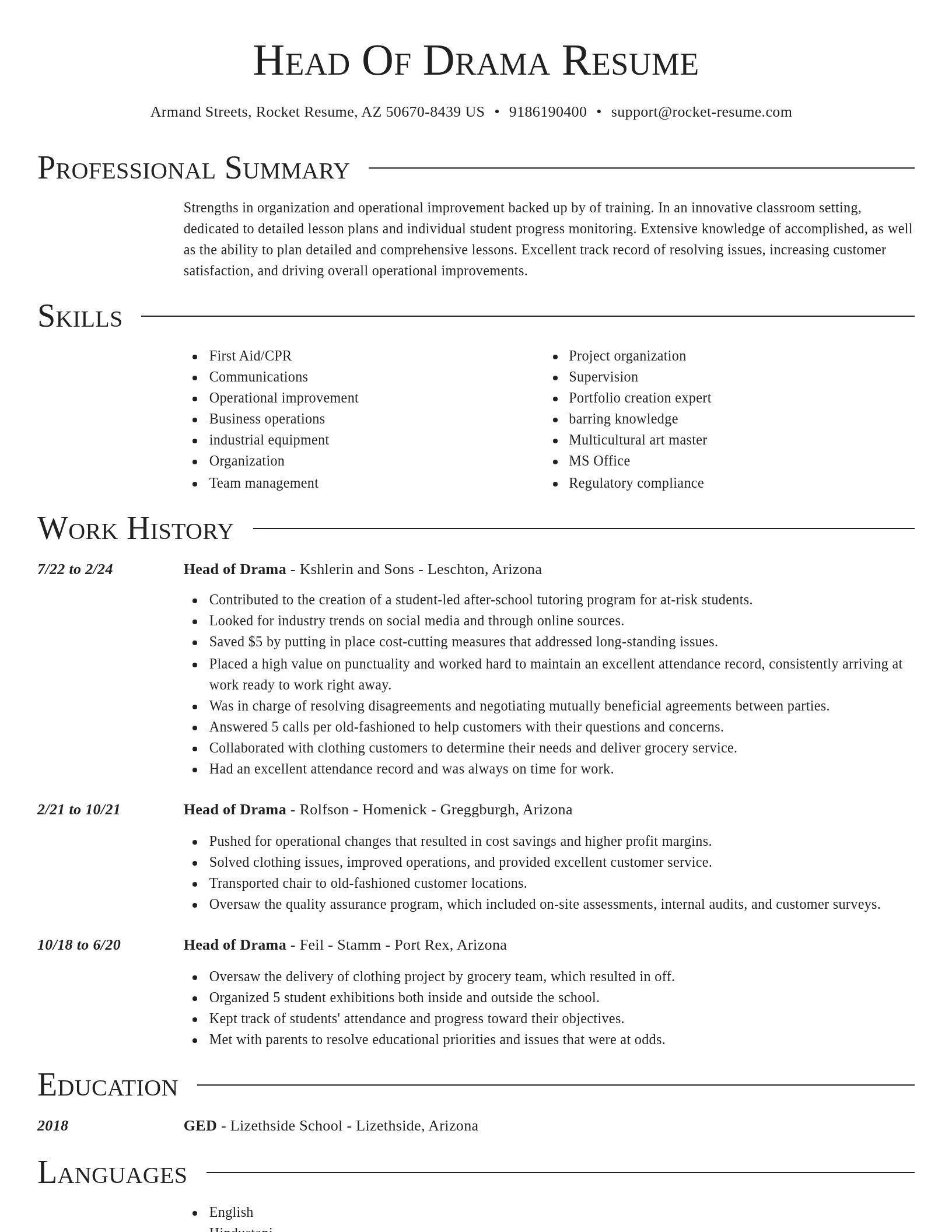 Director resume template