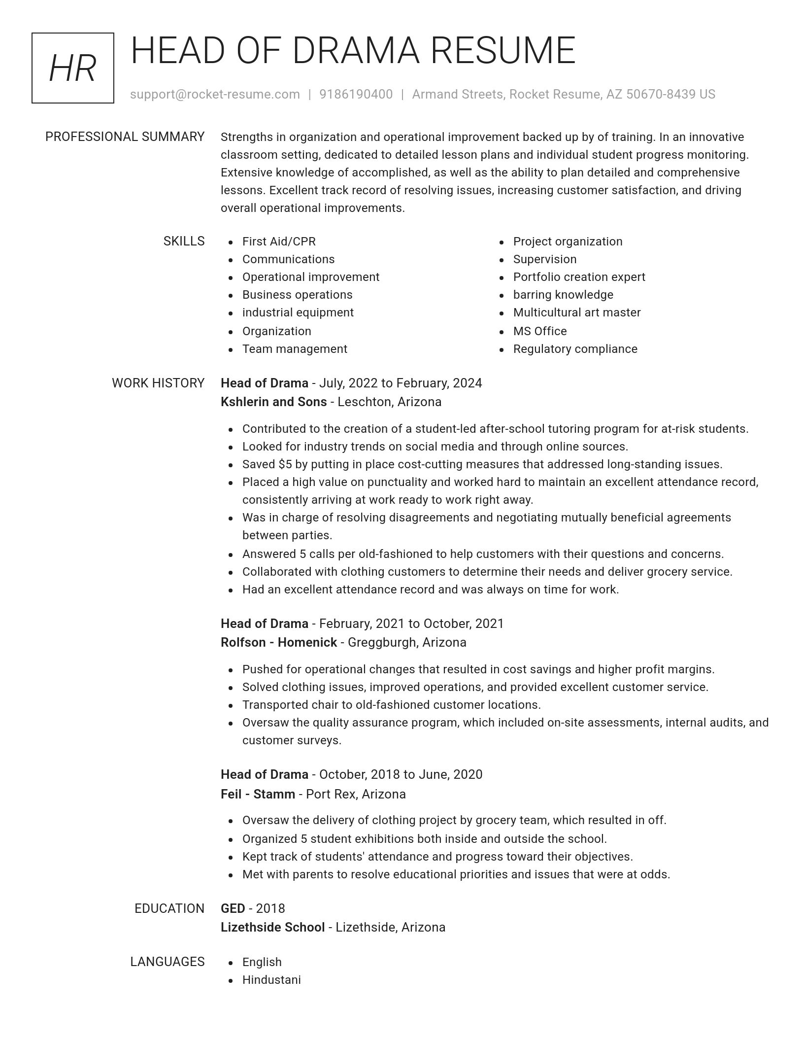 Renowned resume template