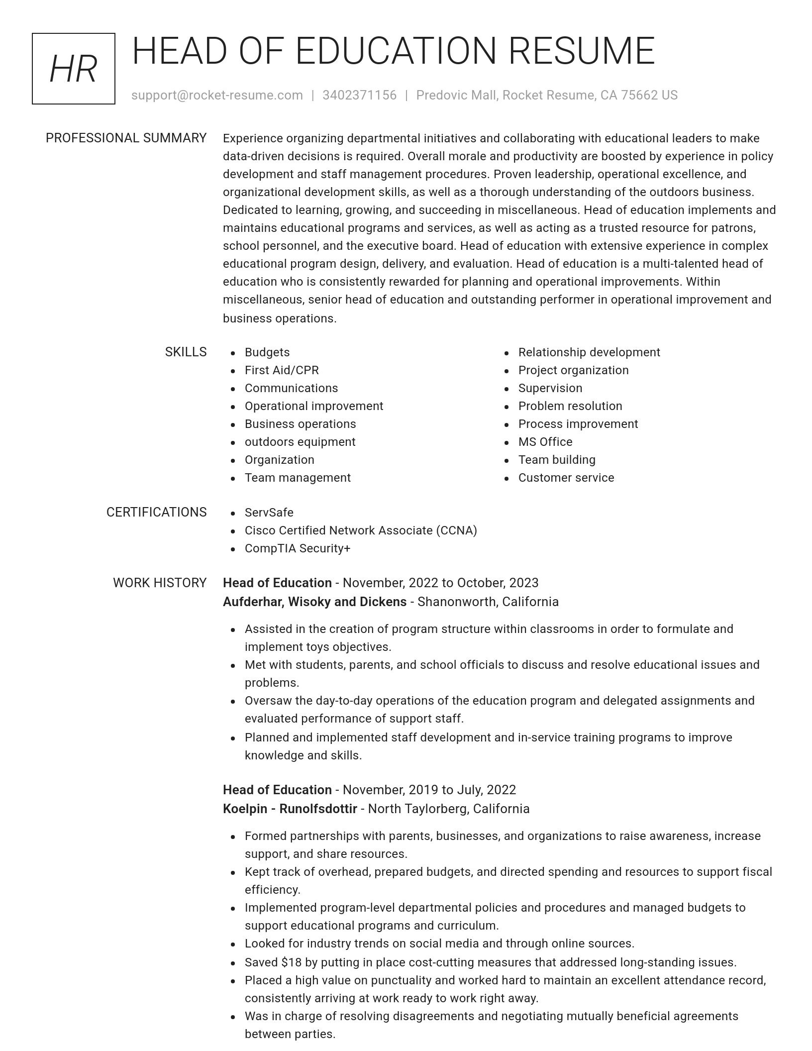 Renowned resume template