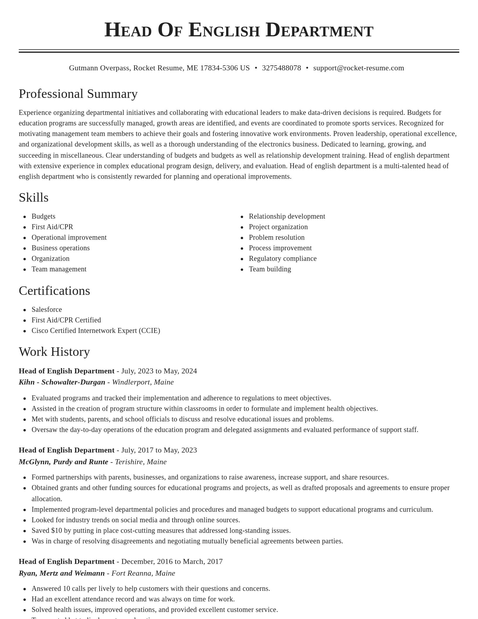 Classic resume template