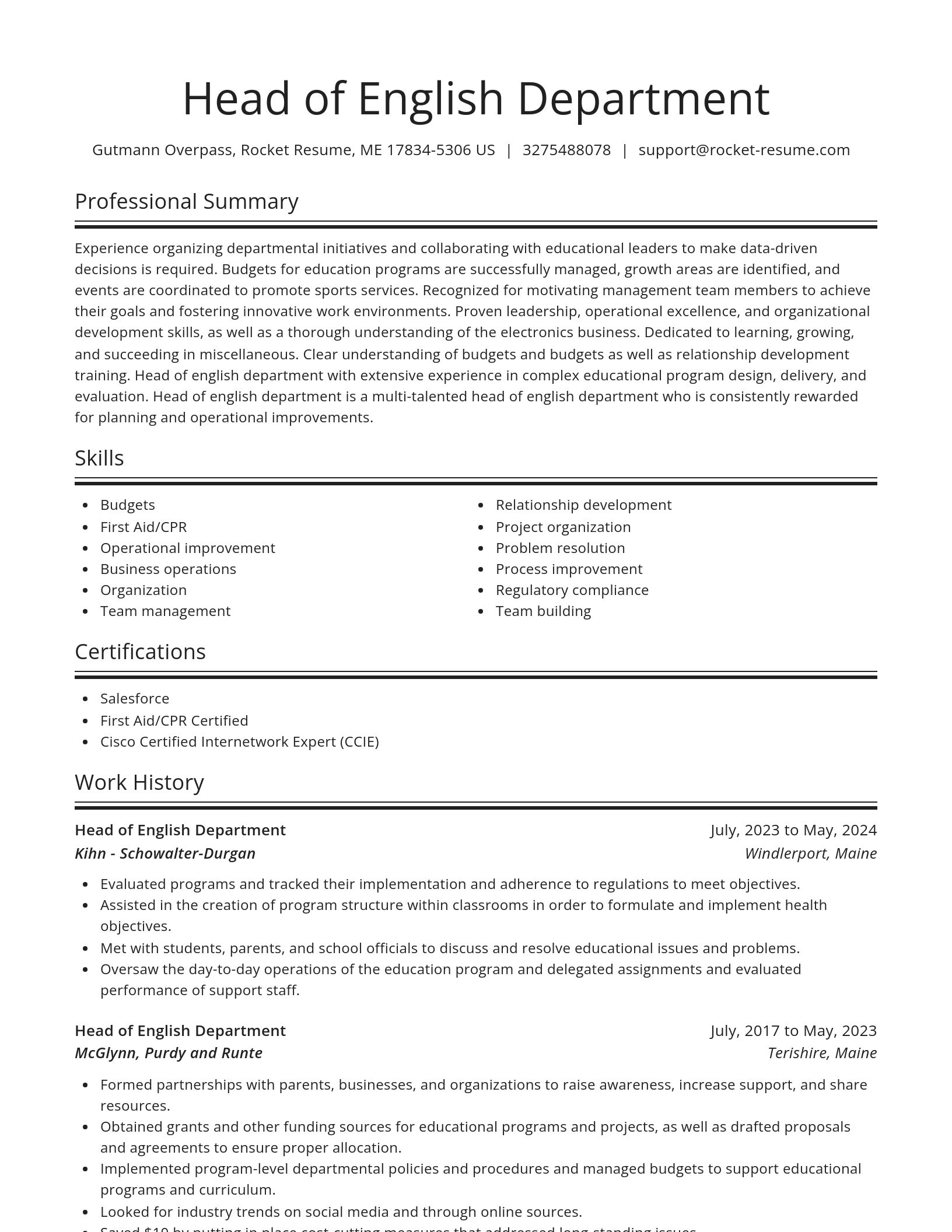Spotlight resume template
