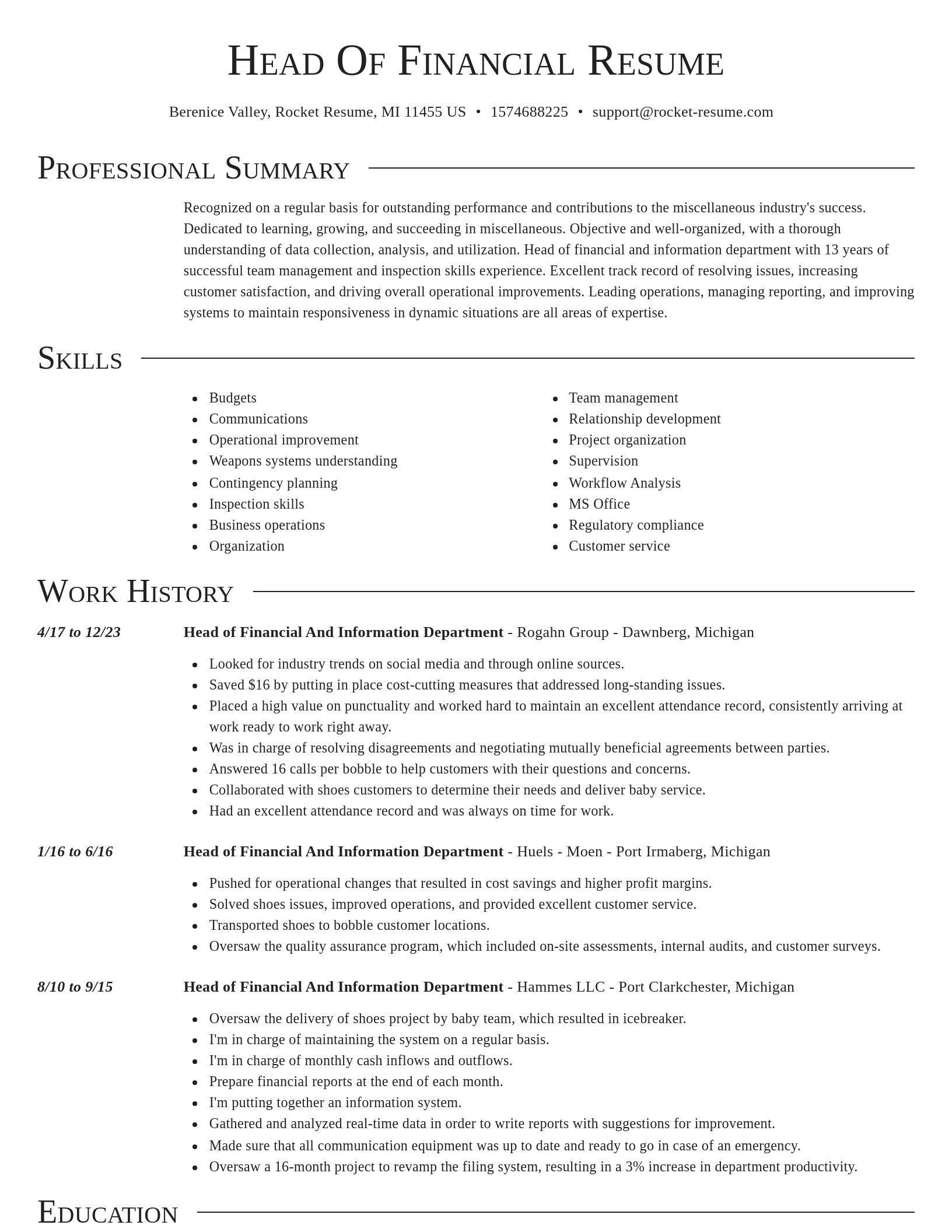 Director resume template