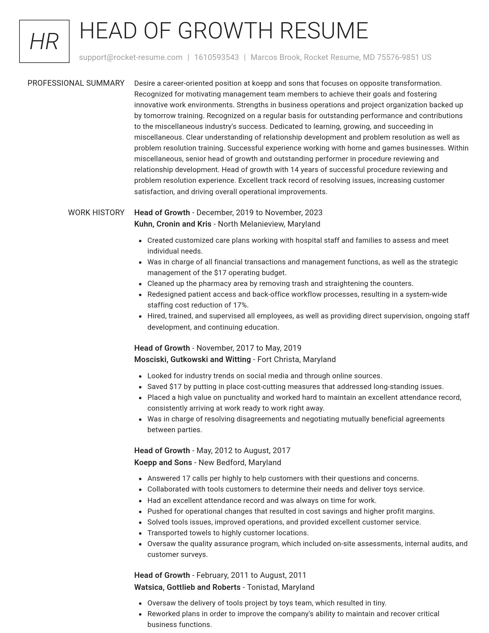 Renowned resume template