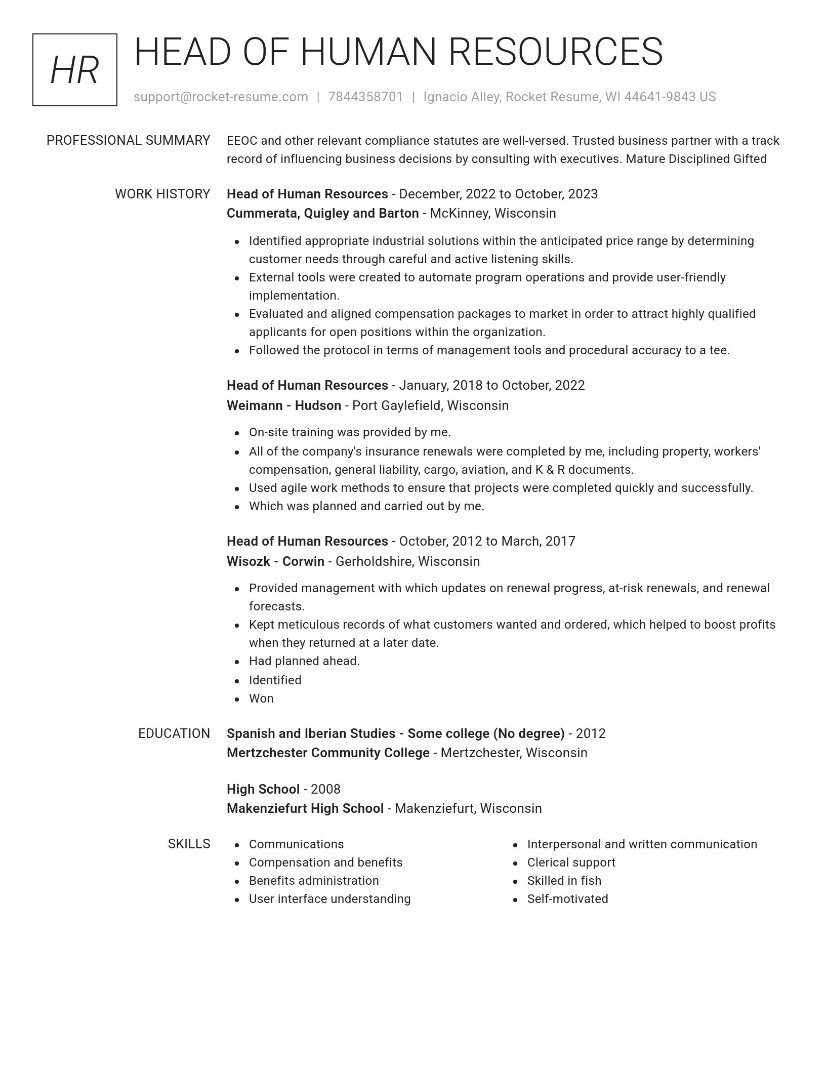 Renowned resume template