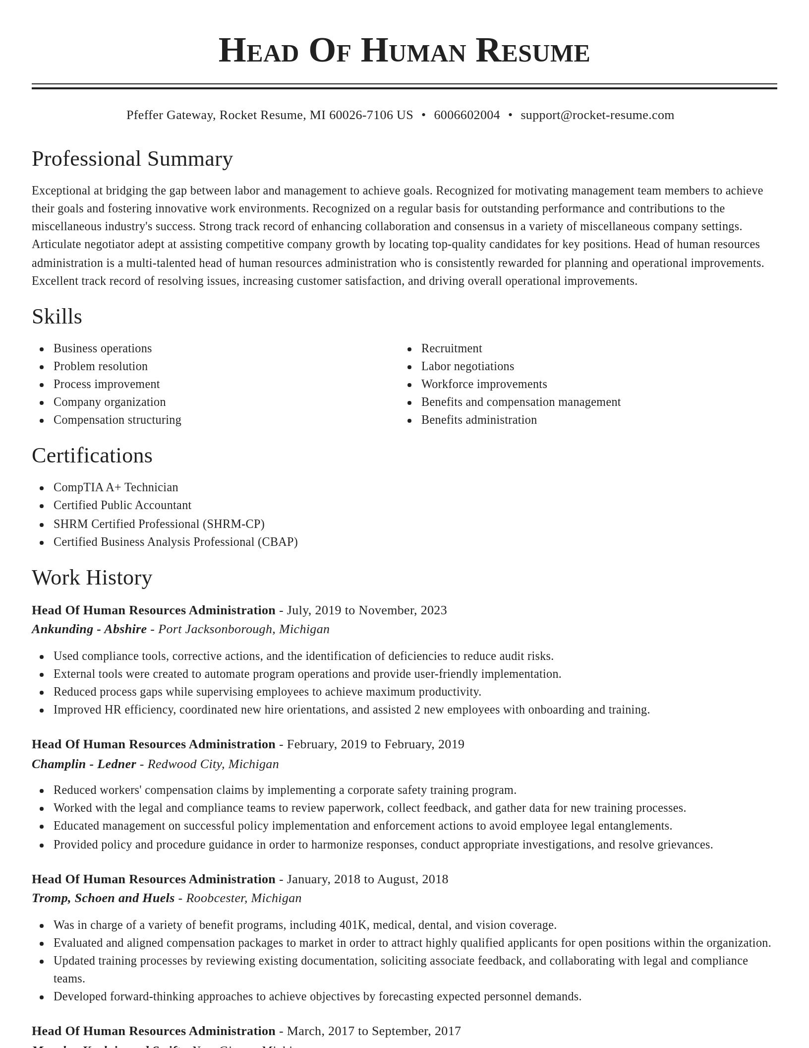 Classic resume template