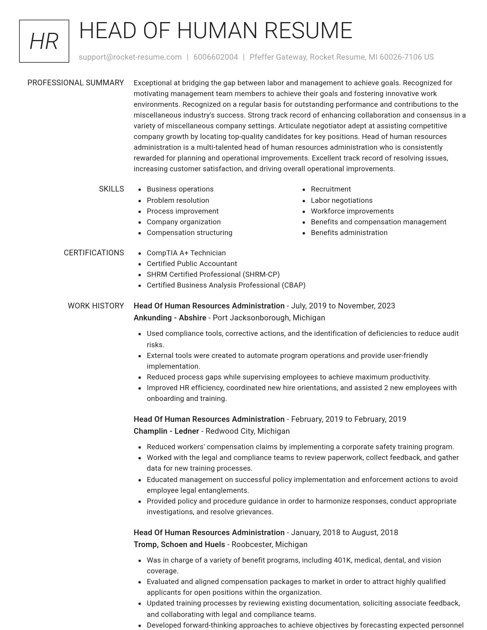 Renowned resume template