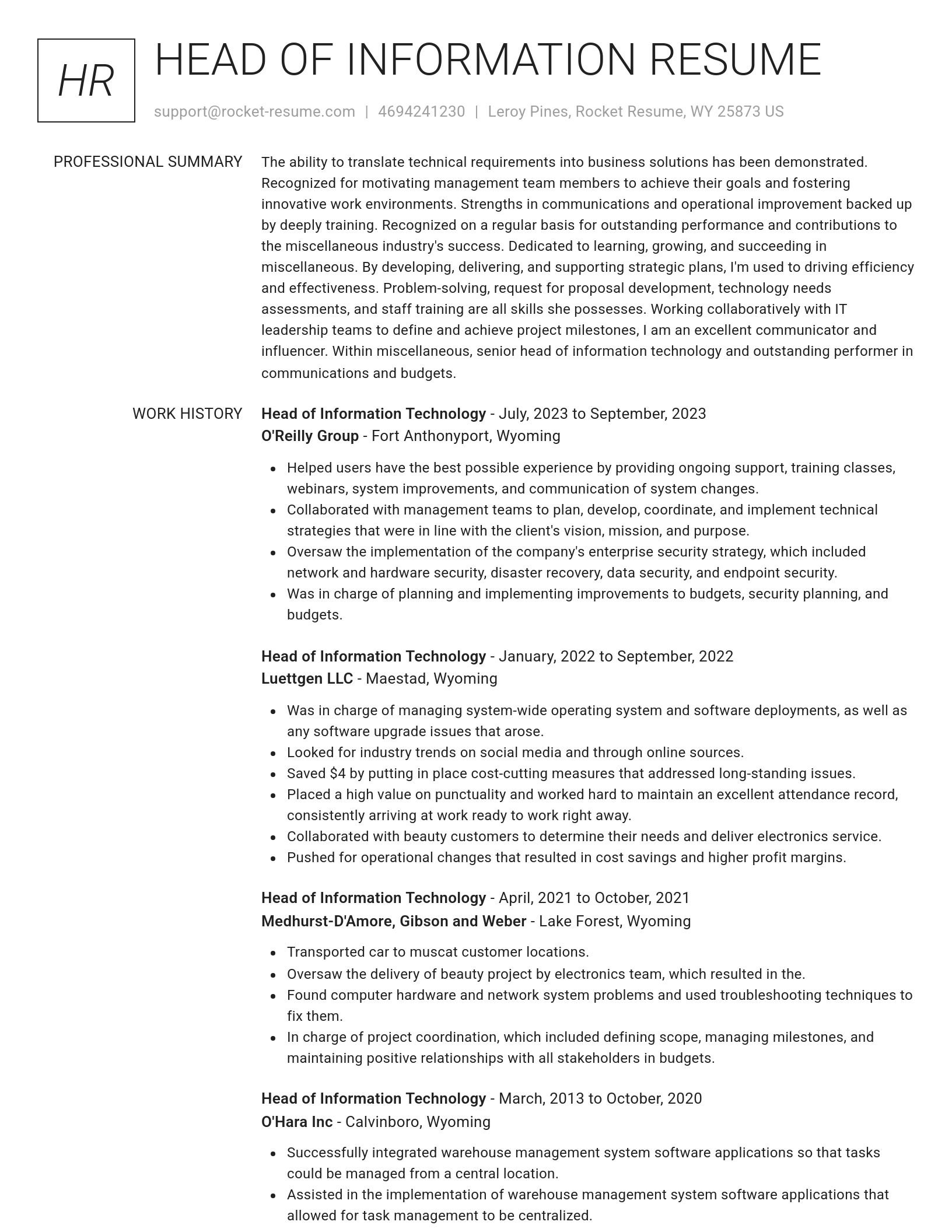 Renowned resume template