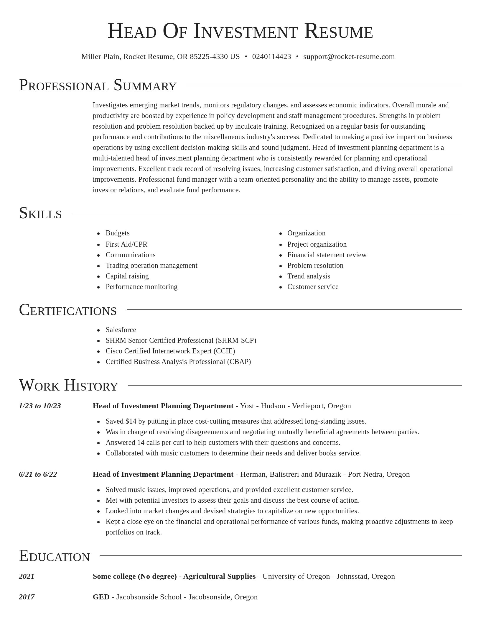 Director resume template