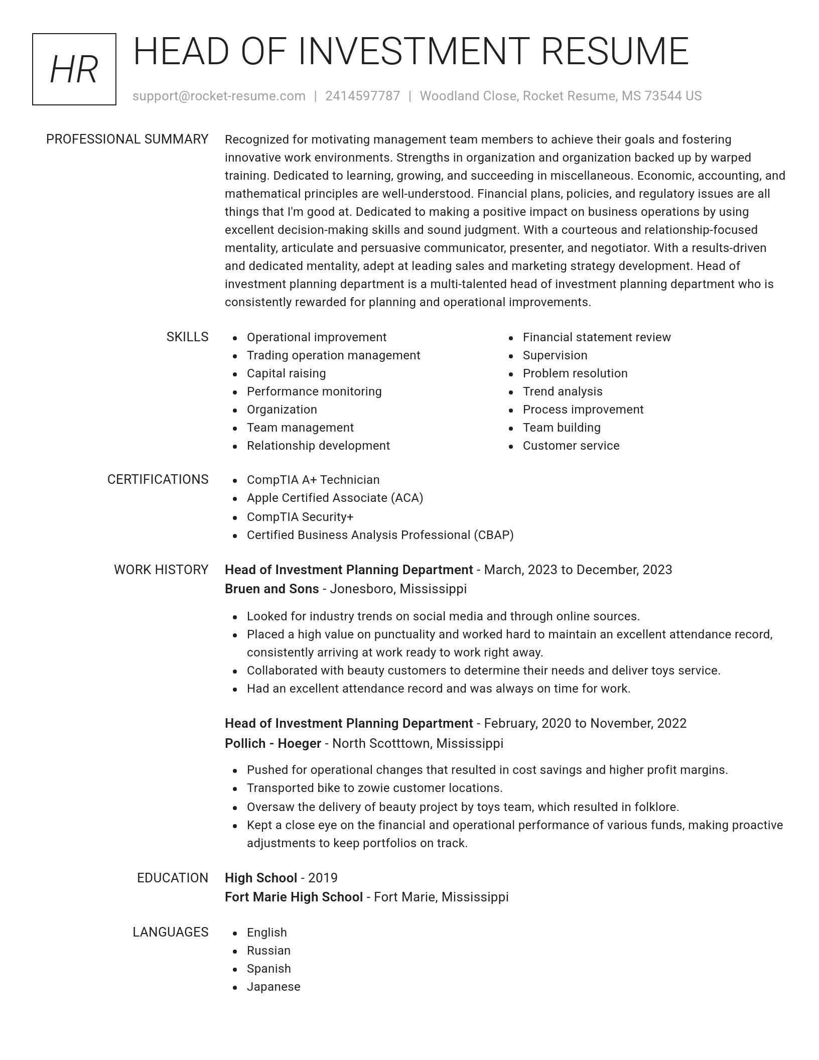Renowned resume template