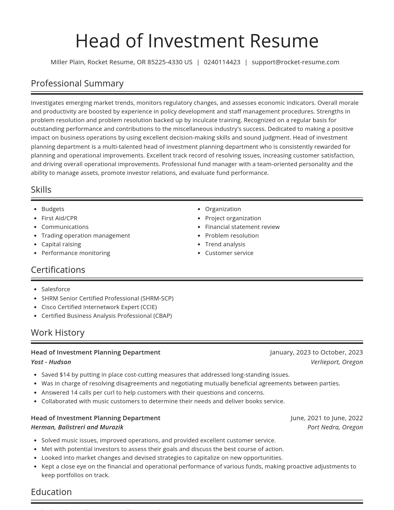 Spotlight resume template