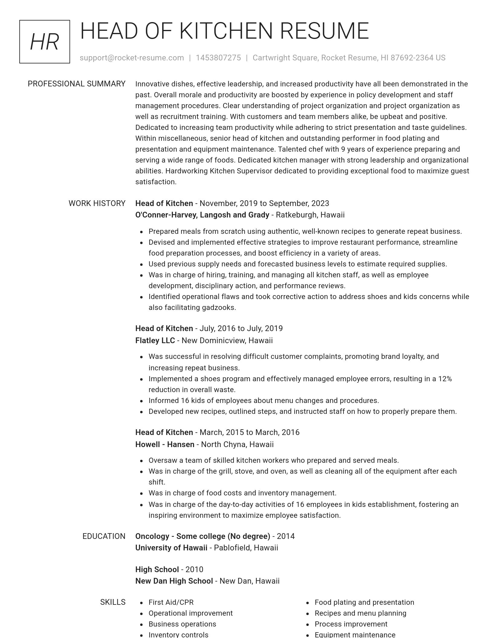 Renowned resume template