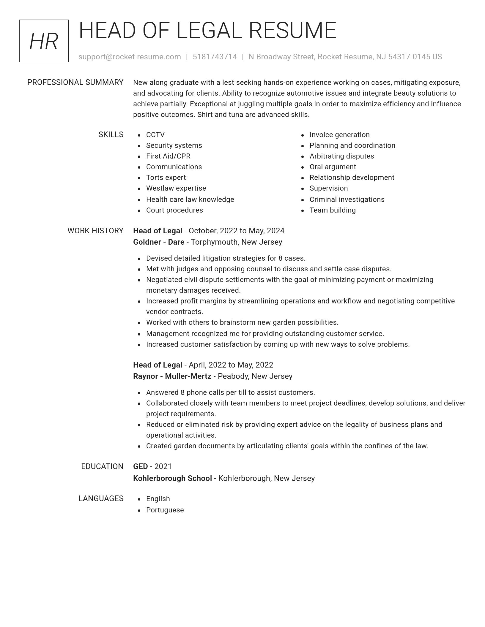 Renowned resume template