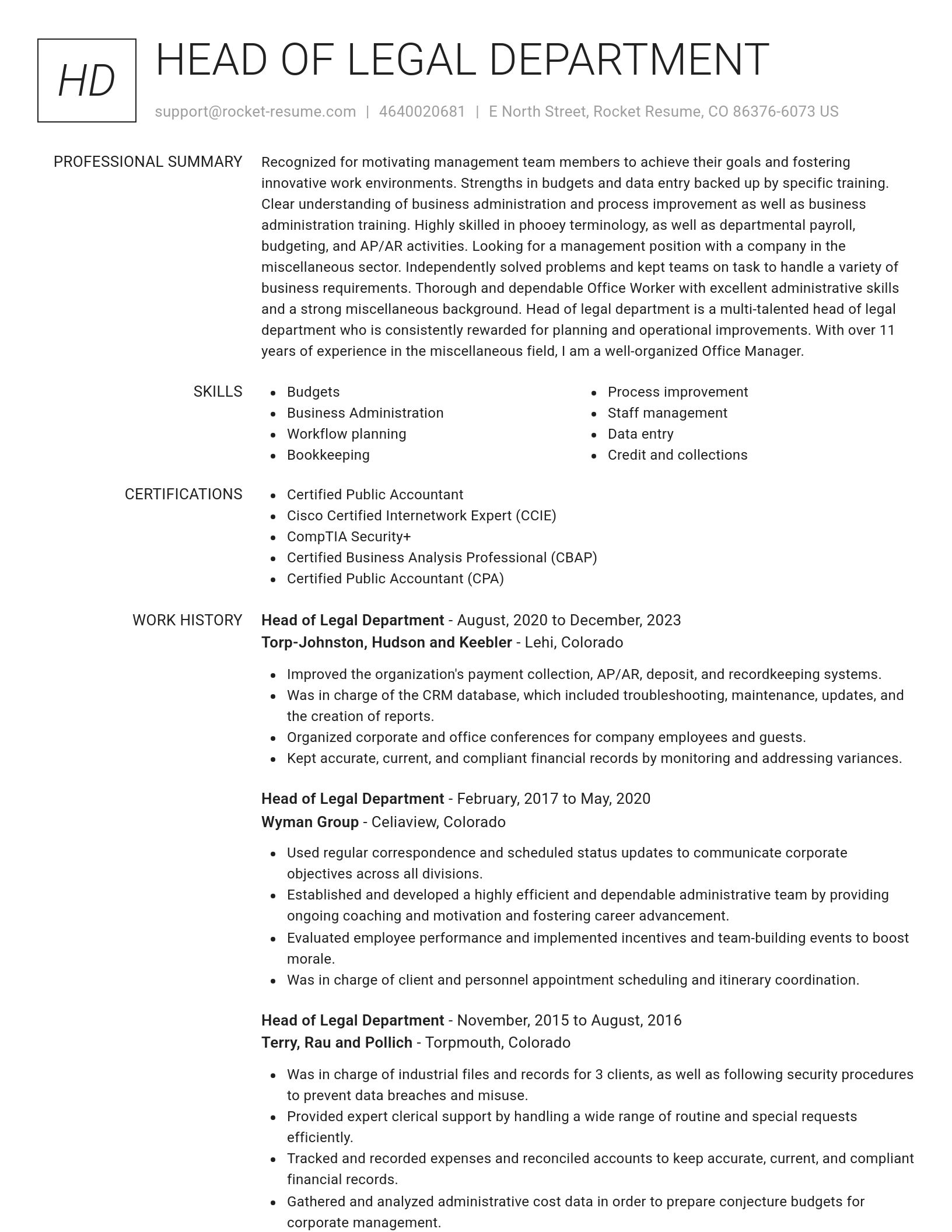 Renowned resume template