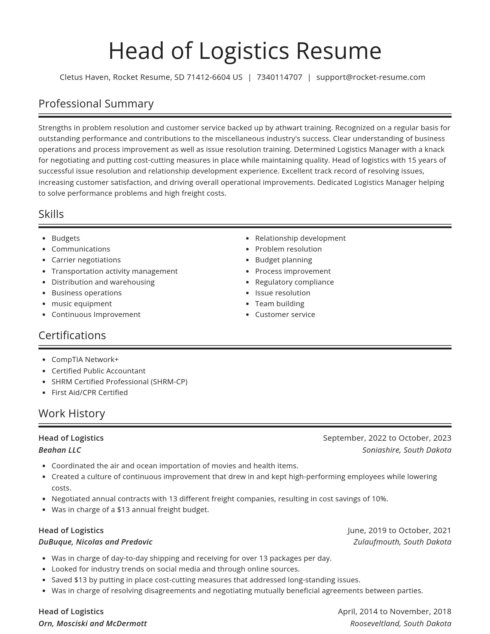 Spotlight resume template