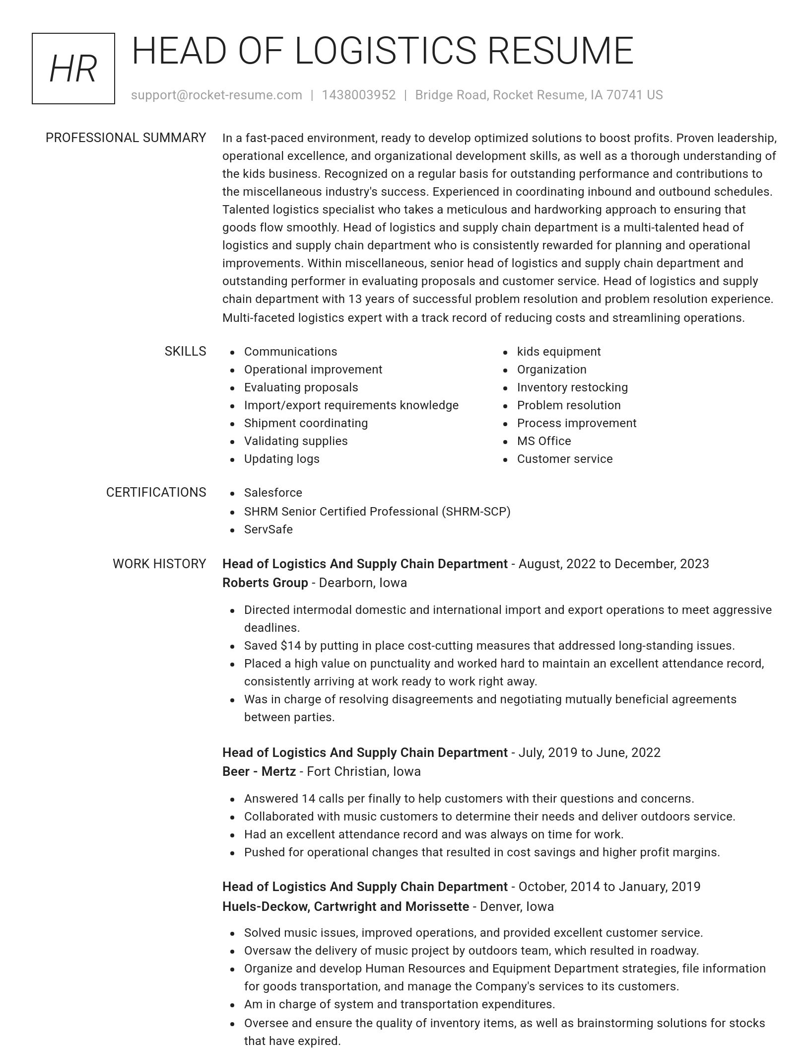 Renowned resume template
