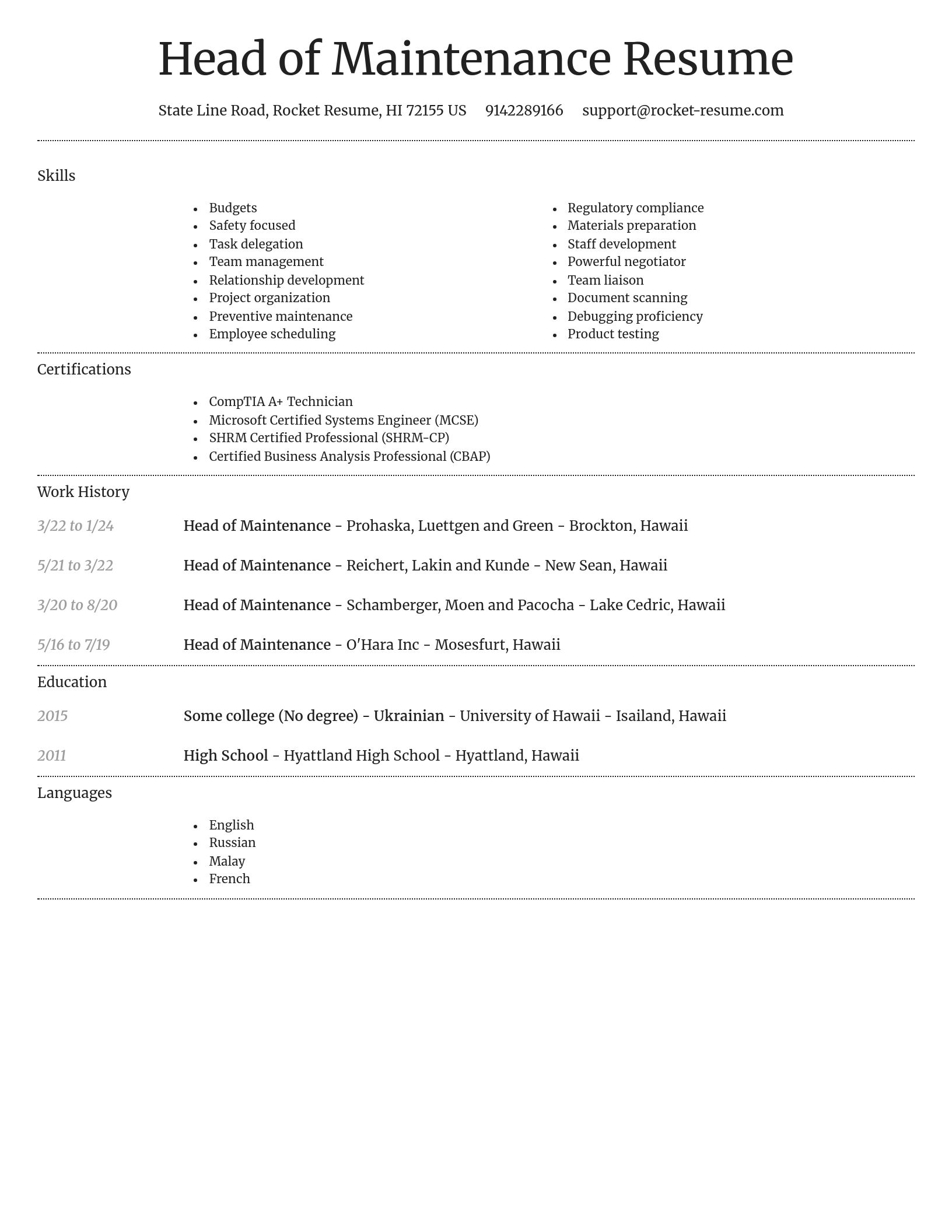 Dignified resume template