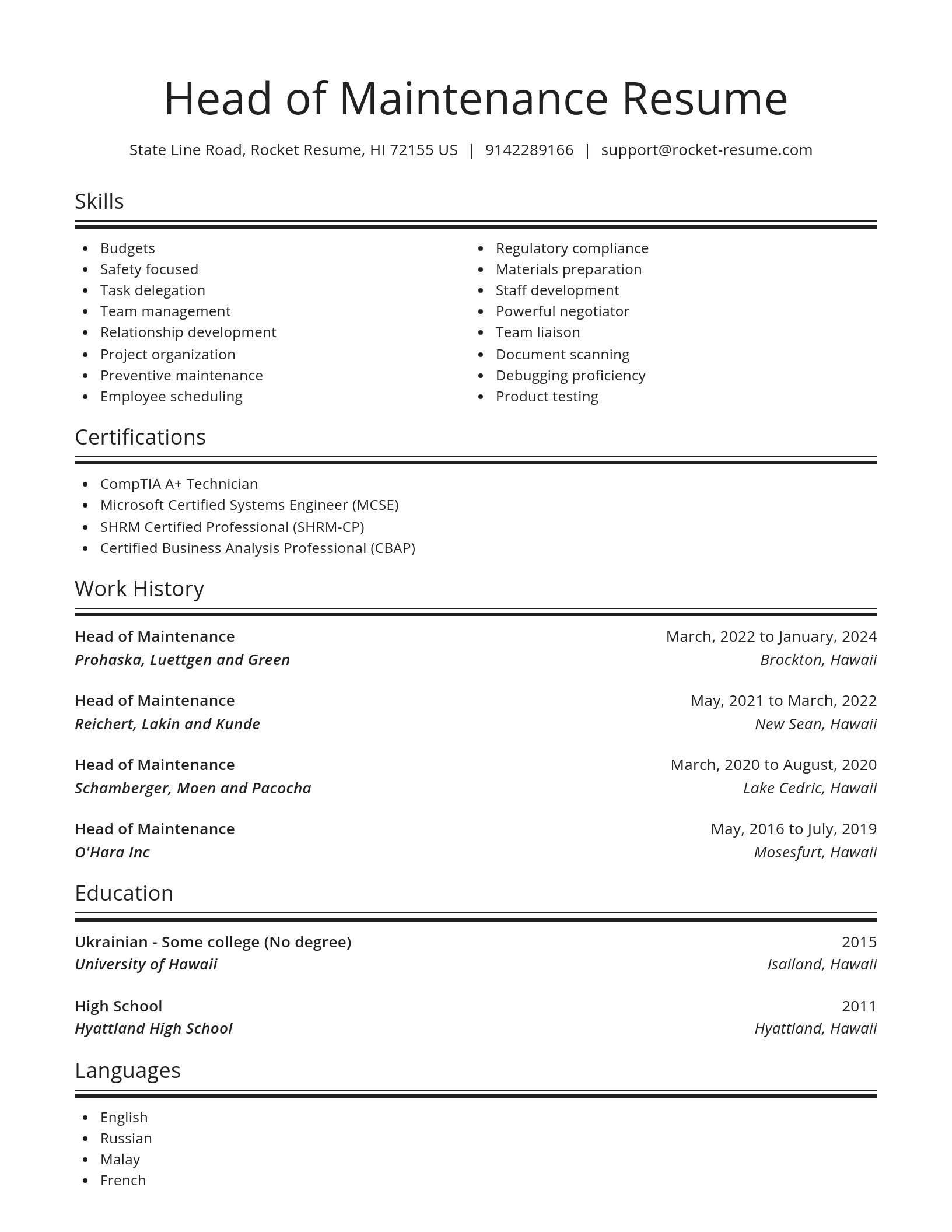 Spotlight resume template