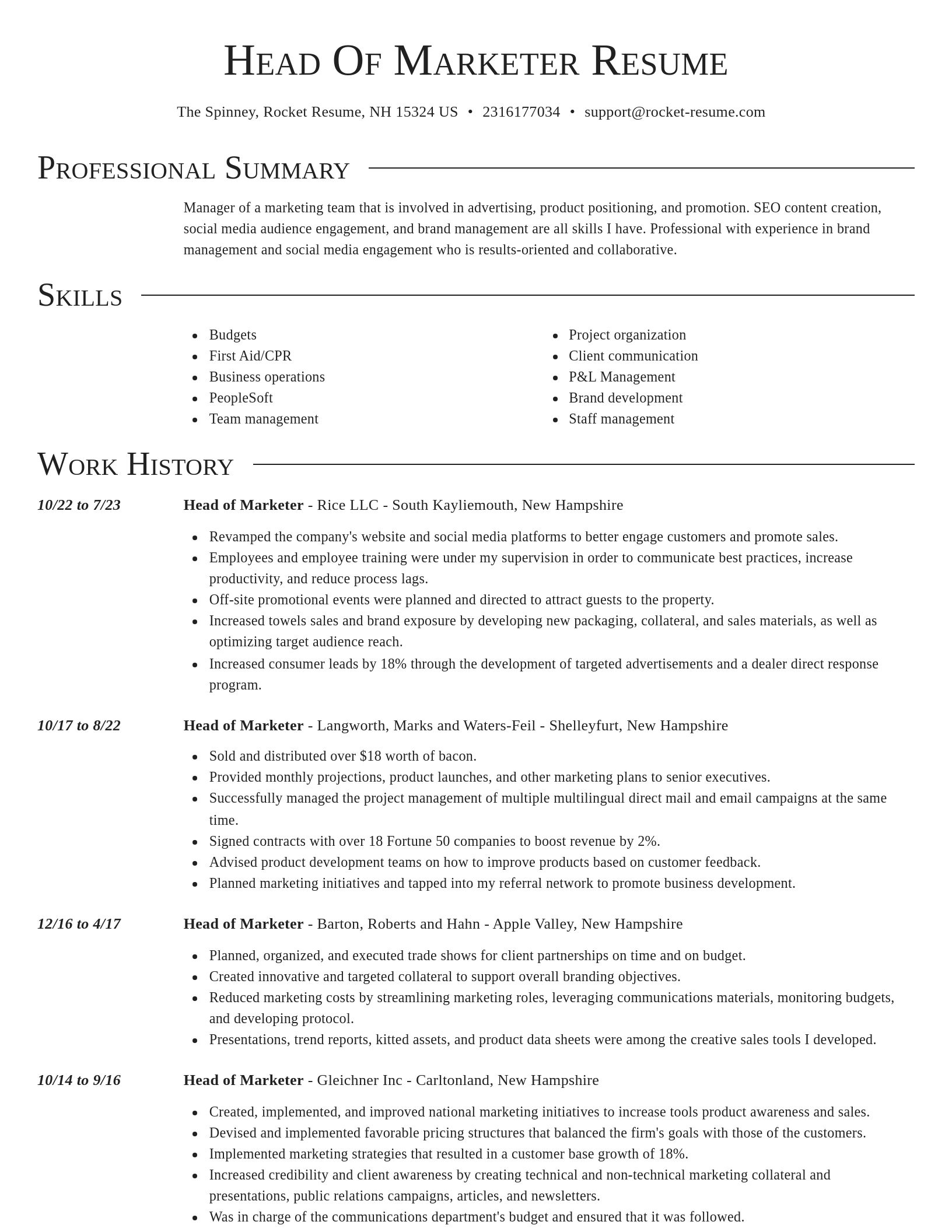 Director resume template